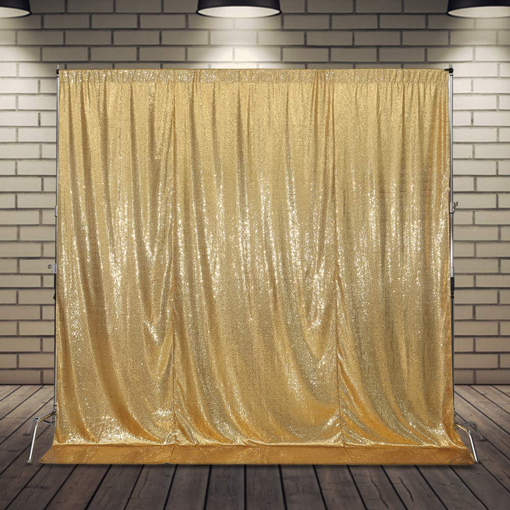 Squarepie Sequin Backdrop Curtain Not See Through Background For Wedding Party 6Ft X 6Ft Gold