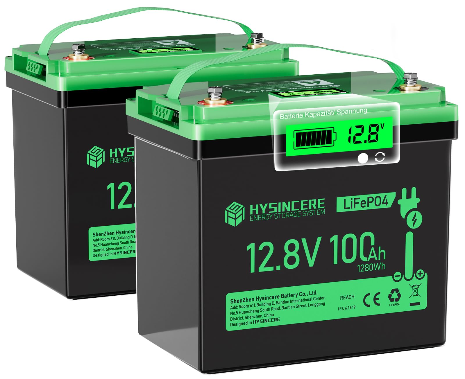 12V 100Ah Mini LiFePO4 Lithium Battery, 12V Deep Cycle Lithium Rechargeable Battery, Max.15000 Cycles Built in 100A BMS for RV, 