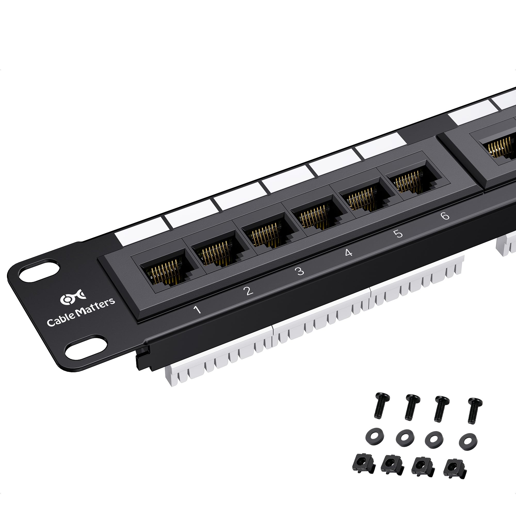 Cable Matters [UL Listed] Rackmount or Wall Mount 1U 10Gbps 24 Port Cat6 Network Patch Panel (19 inch Cat6 Patch Panel / RJ45 Patch Panel) for 10 Gigabit Network, 110 or Krone Impact Tools Compatible