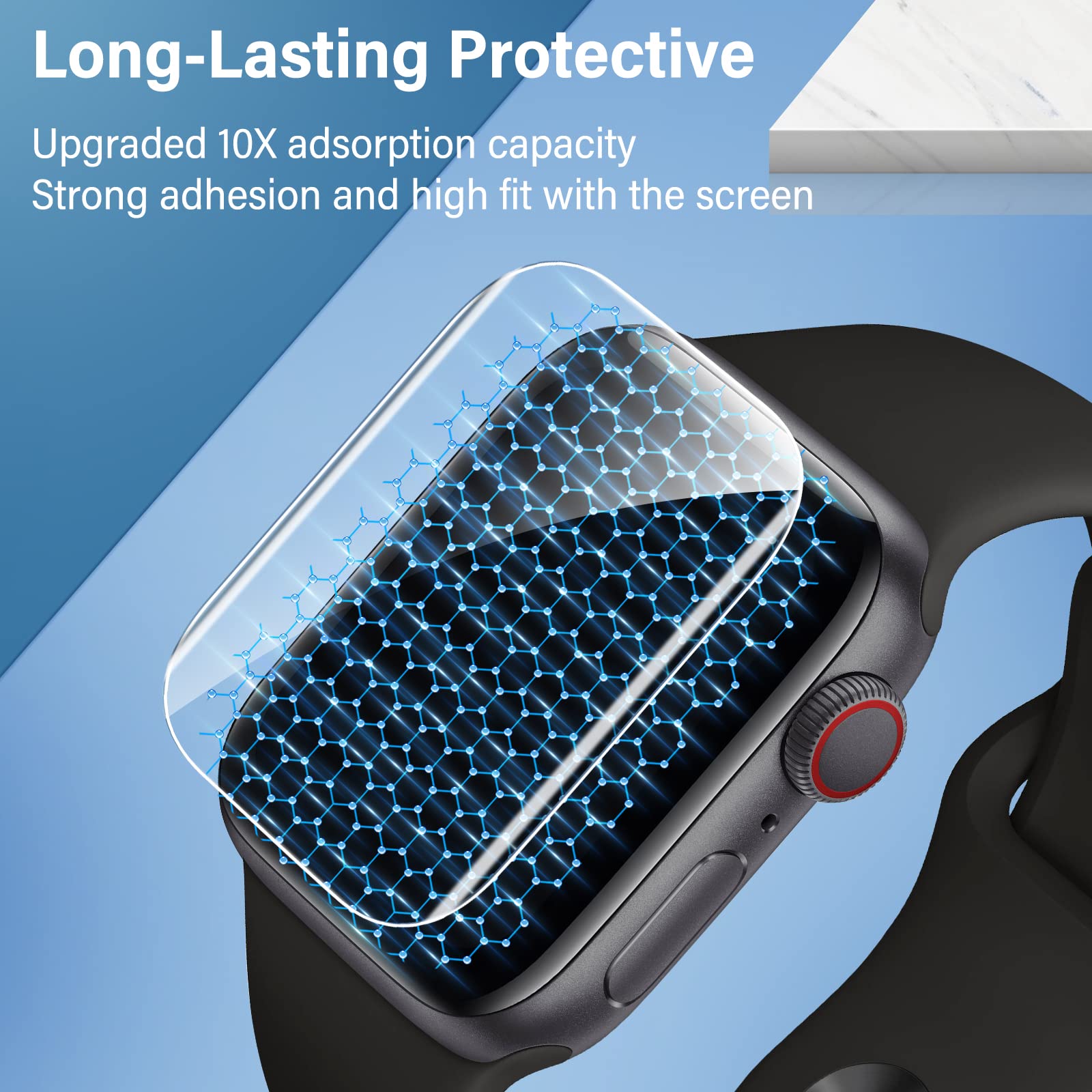 Uyiton 8Pack Screen Protector For Apple Watch Series 9/8/7 45Mm, Military-Grade Tpu Film, Scratch-Resistant, Anti-Fingerprint, O