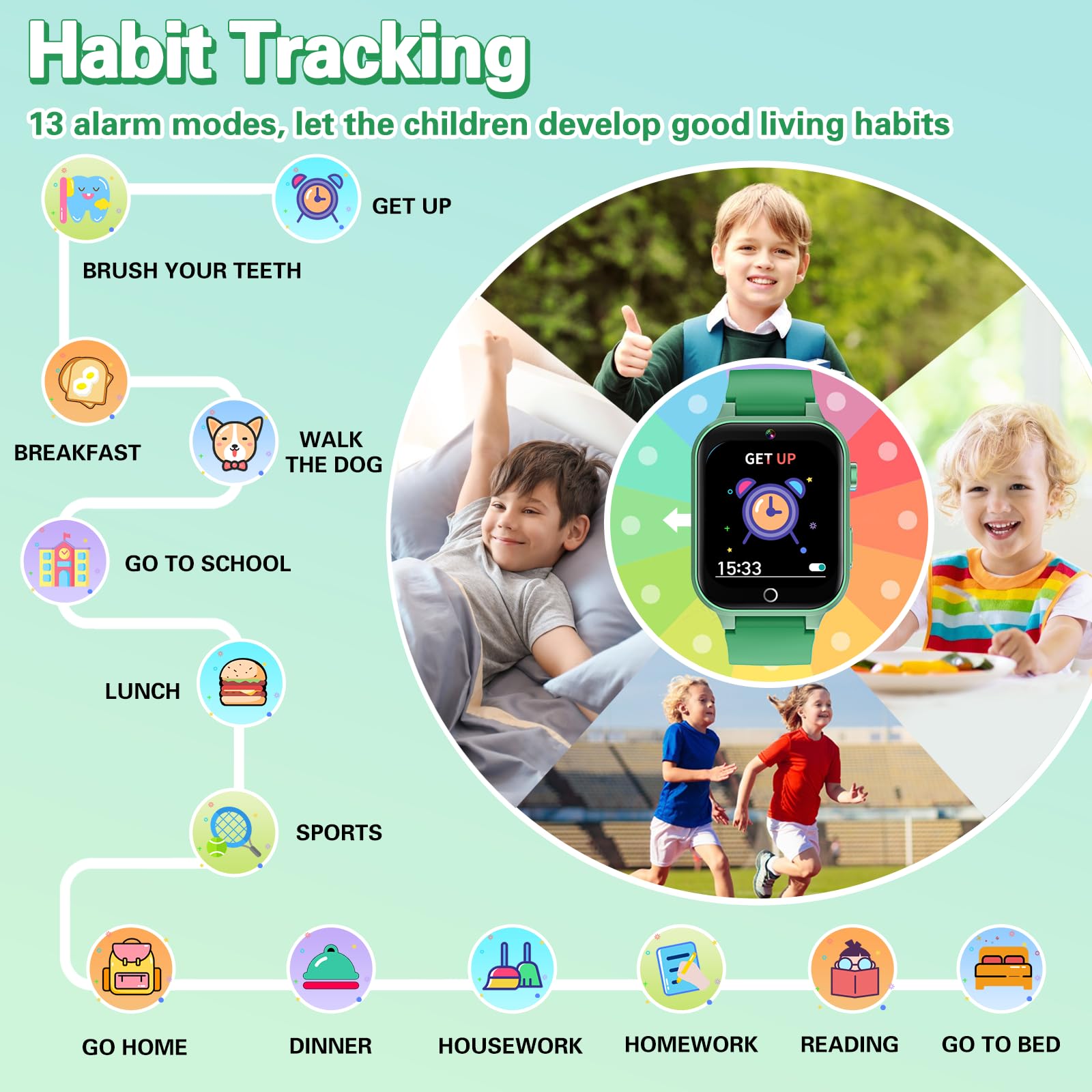 Vakzovy Kids Smart Watch For Boys With 26 Games, Hd Touchscreen Camera Music Player Flashlight Pedometer Audiobook, Birthday Gif