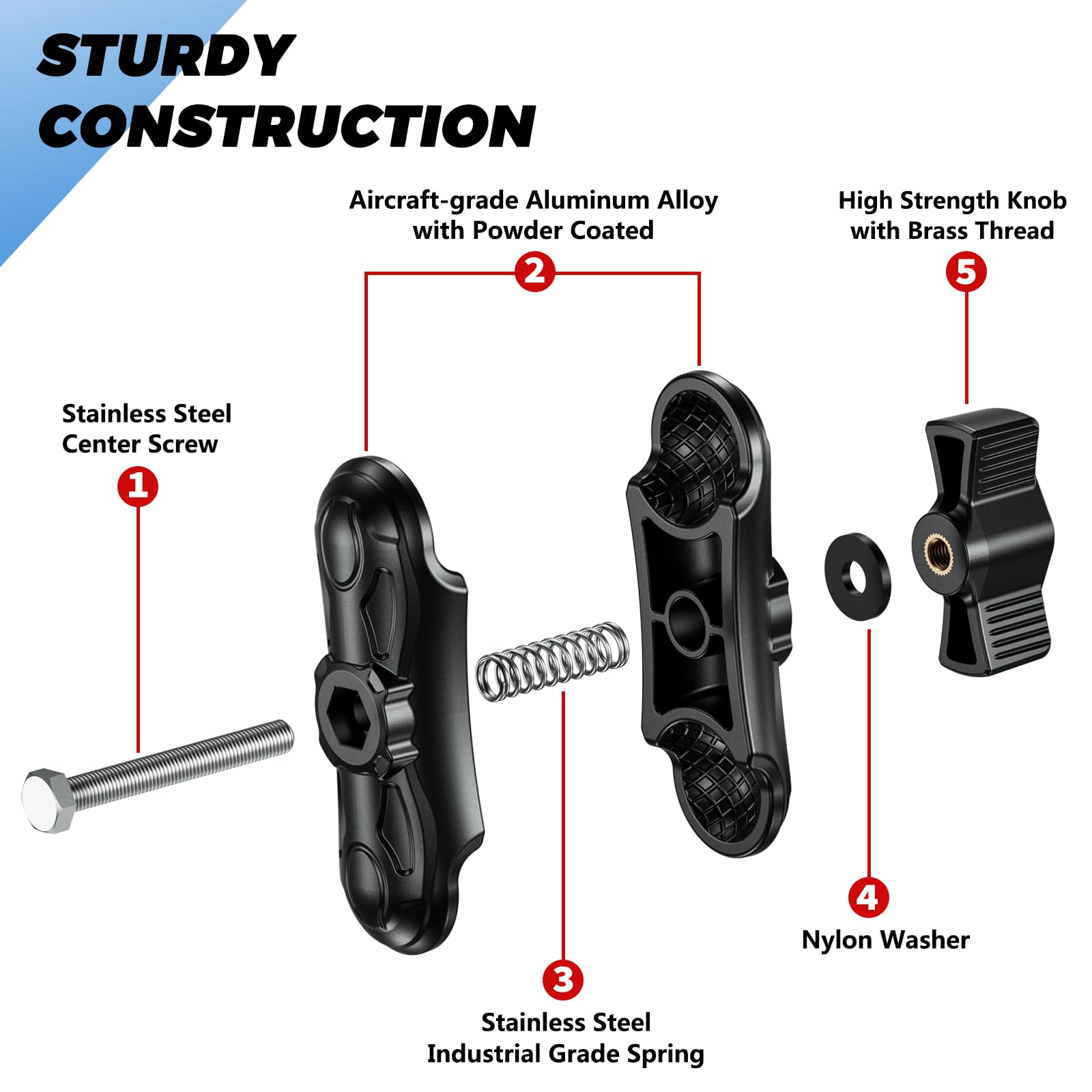 Vazeswin Double Socket Arm 3.5'' Aluminum Alloy Medium Arm Compatible With Ram Mount B Size 1'' Ball Components For Electronic D