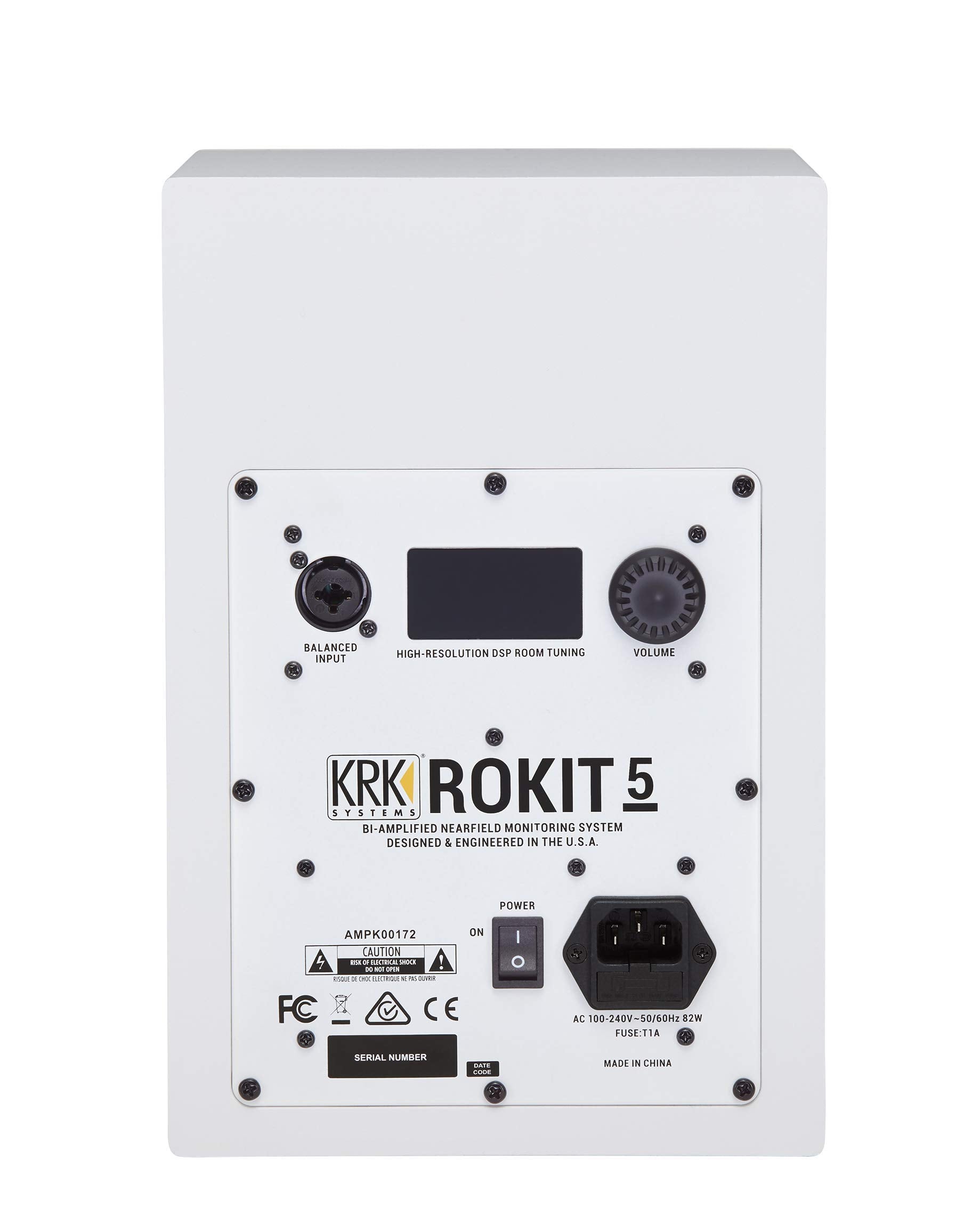 Krk Rp5 Rokit 5 G4 Professional Bi-Amp 5 Powered Studio Monitor, White Noise