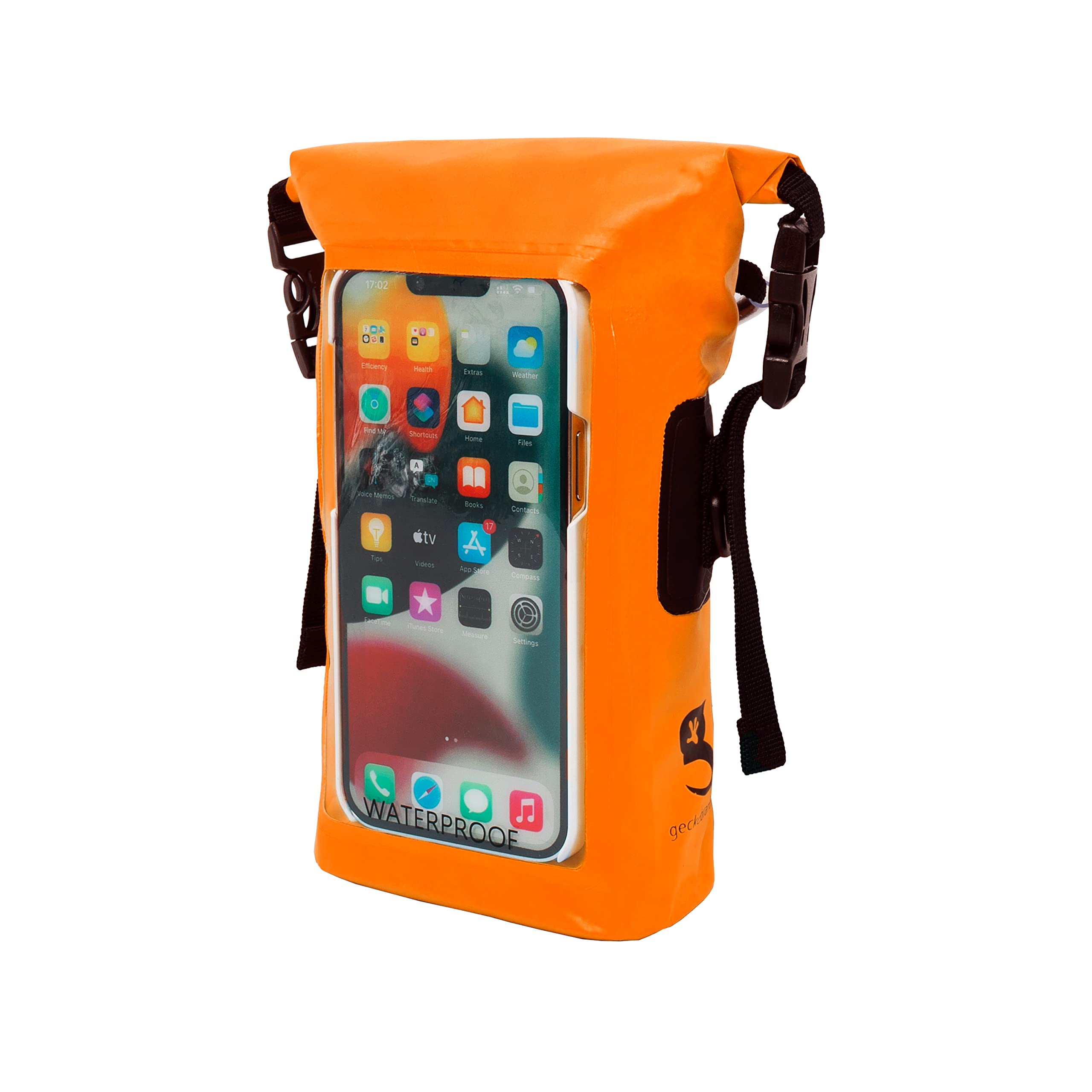 Geckobrands Waterproof Phone Tote With 2L Dry Bag And Adjustable Strap   Protect Your Phone And Valuables While On The Go Neon O