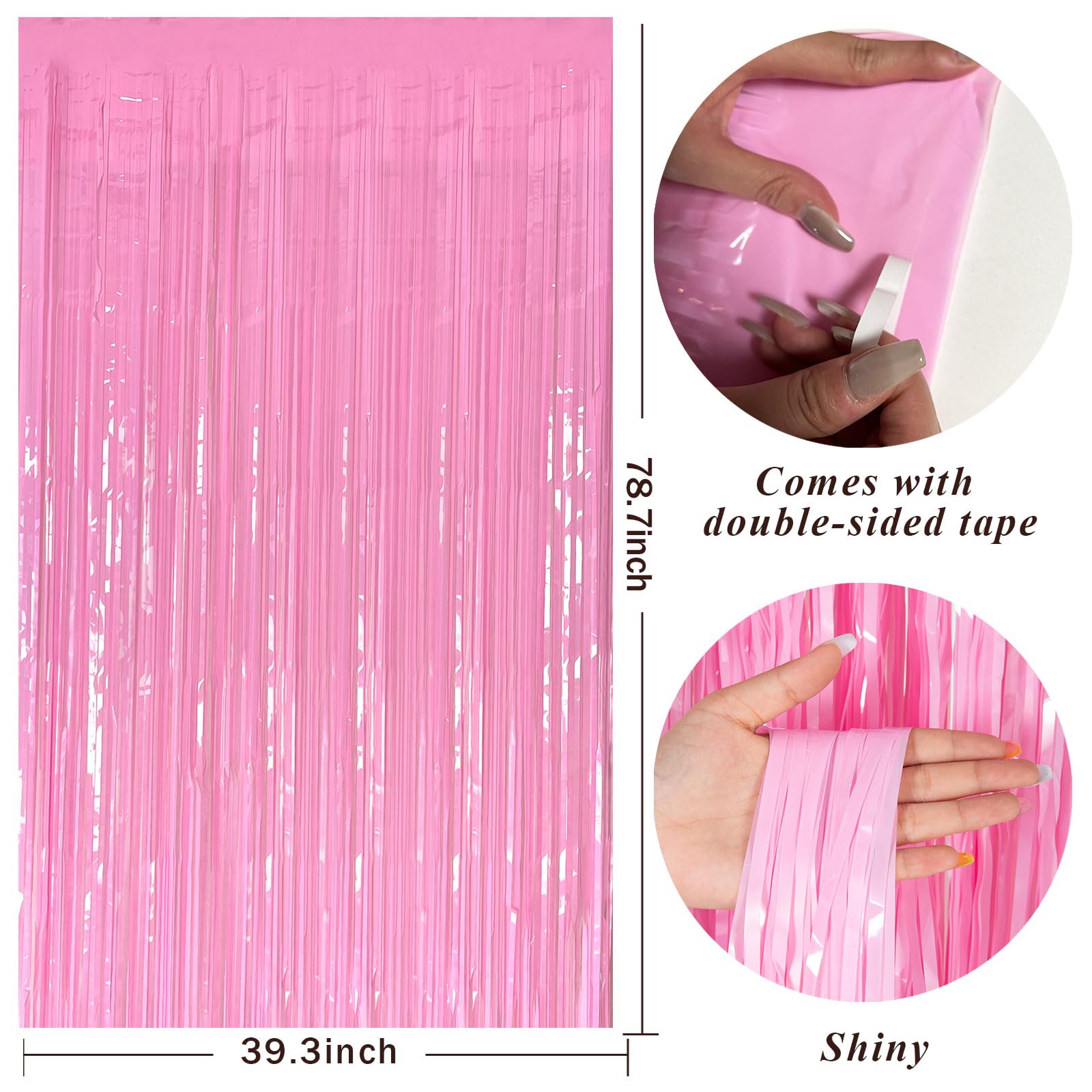 Pink Party Streamers Foil Fringe Backdrop Curtains Tinsel Streamers Birthday Party Decorations Fringe Backdrop For Birthday Part