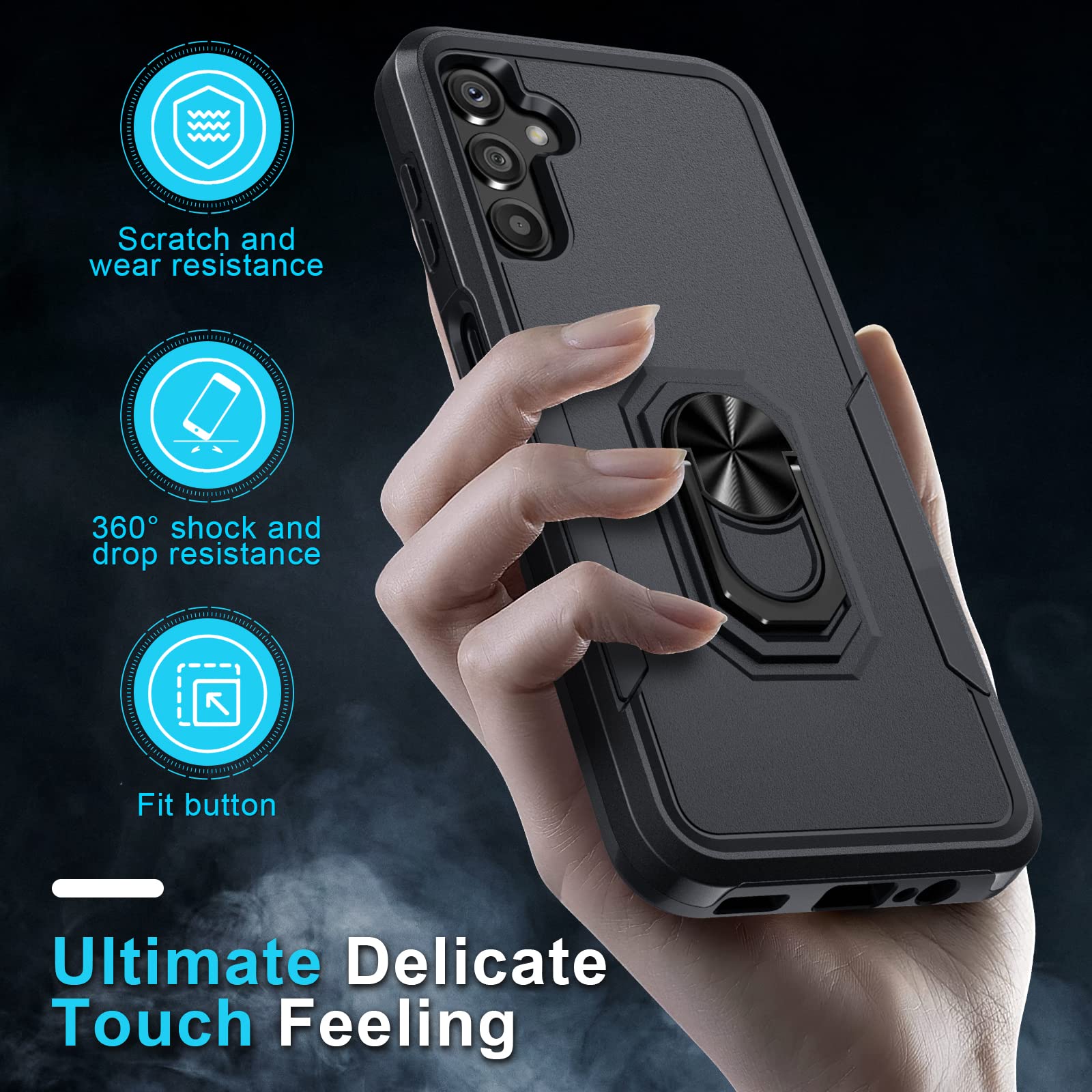 Janmitta Compatible With Samsung Galaxy A14 5G Case With Screen Protector+Camera Lens Protector,Heavy Duty Full Body Phone Cover