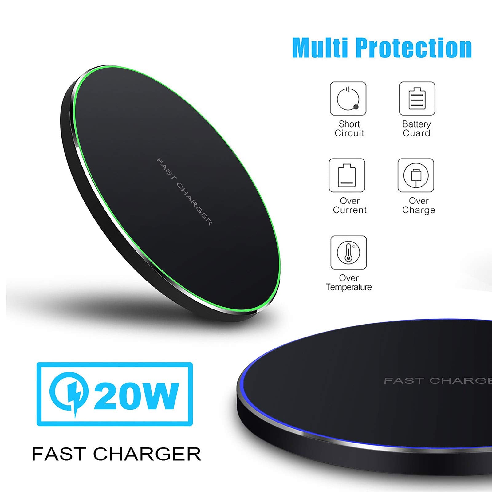 Fast Wireless Charger,20W Max Wireless Charging Pad Compatible With Iphone 16/16 Pro/15/14/13/12/Se/11/Xs Max/Xr,Airpods;Fdgao W