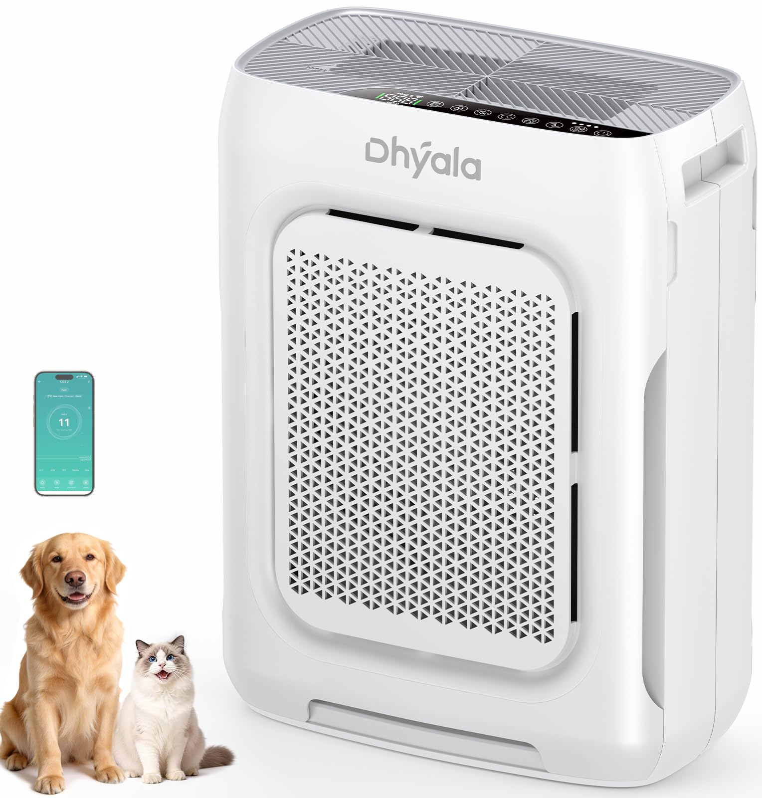 Air Purifier for Home Large Room up to 3000Ft, HEPA Air Purifier with Washable DoubleSided Filters, Smart WiFi, AQI Display, Ai