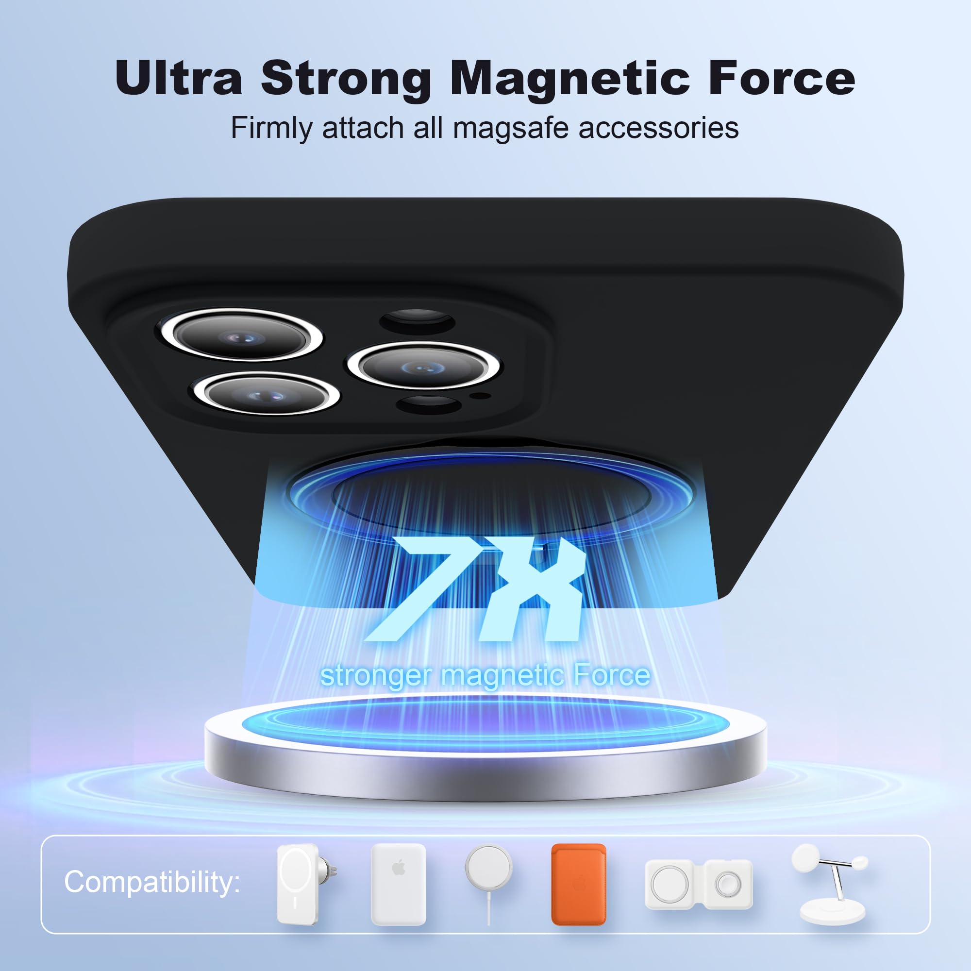 Skylmw For Iphone 15 Pro Max Case With Magnetic Invisible Stand Compatible With Magsafe Military Drop Tested Shockproof Liquid S