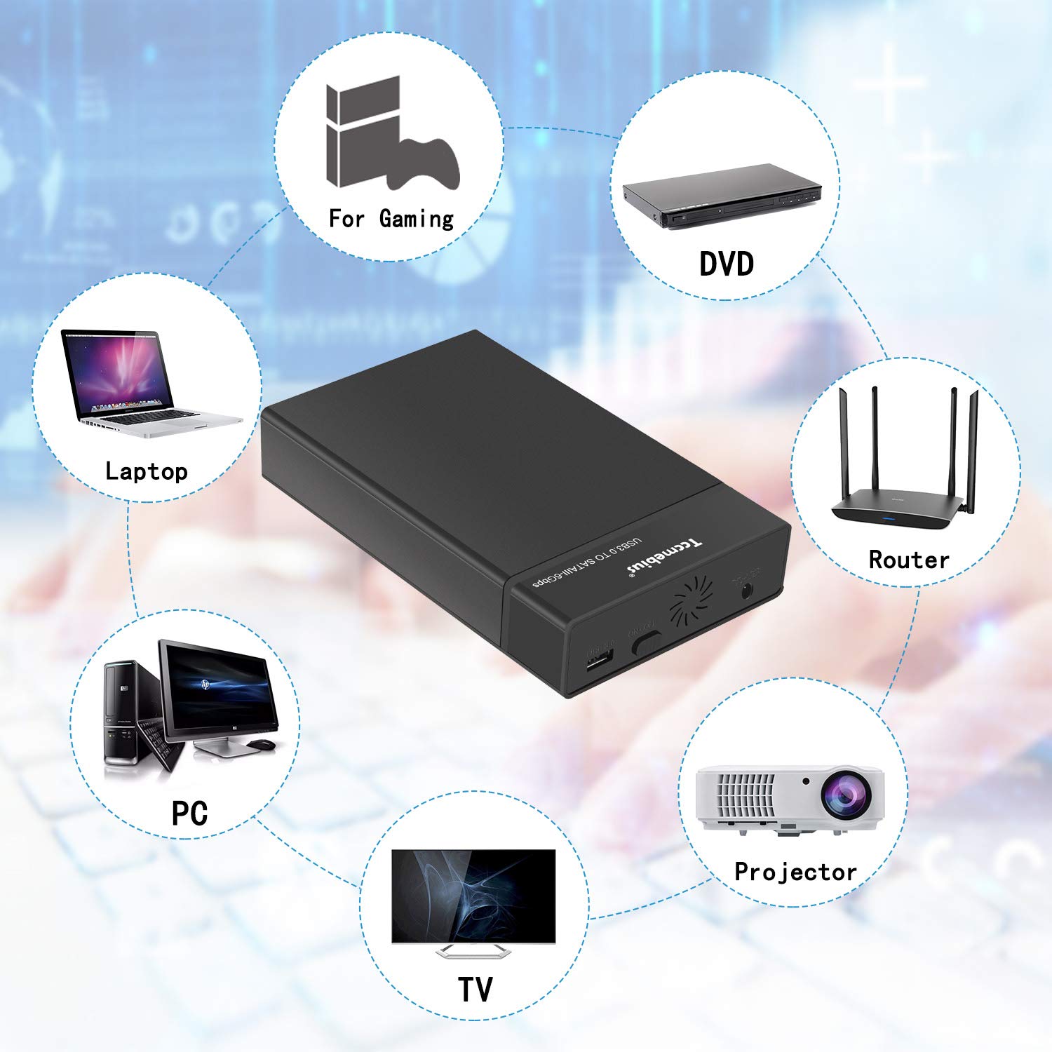 Tccmebius Usb 3.0 External Hard Drive Enclosure For 2.5 3.5 Inch Sata I/Ii/Iii Hdd Ssd Up To 20Tb, 3.5'' Tool Free Hdd Docking S