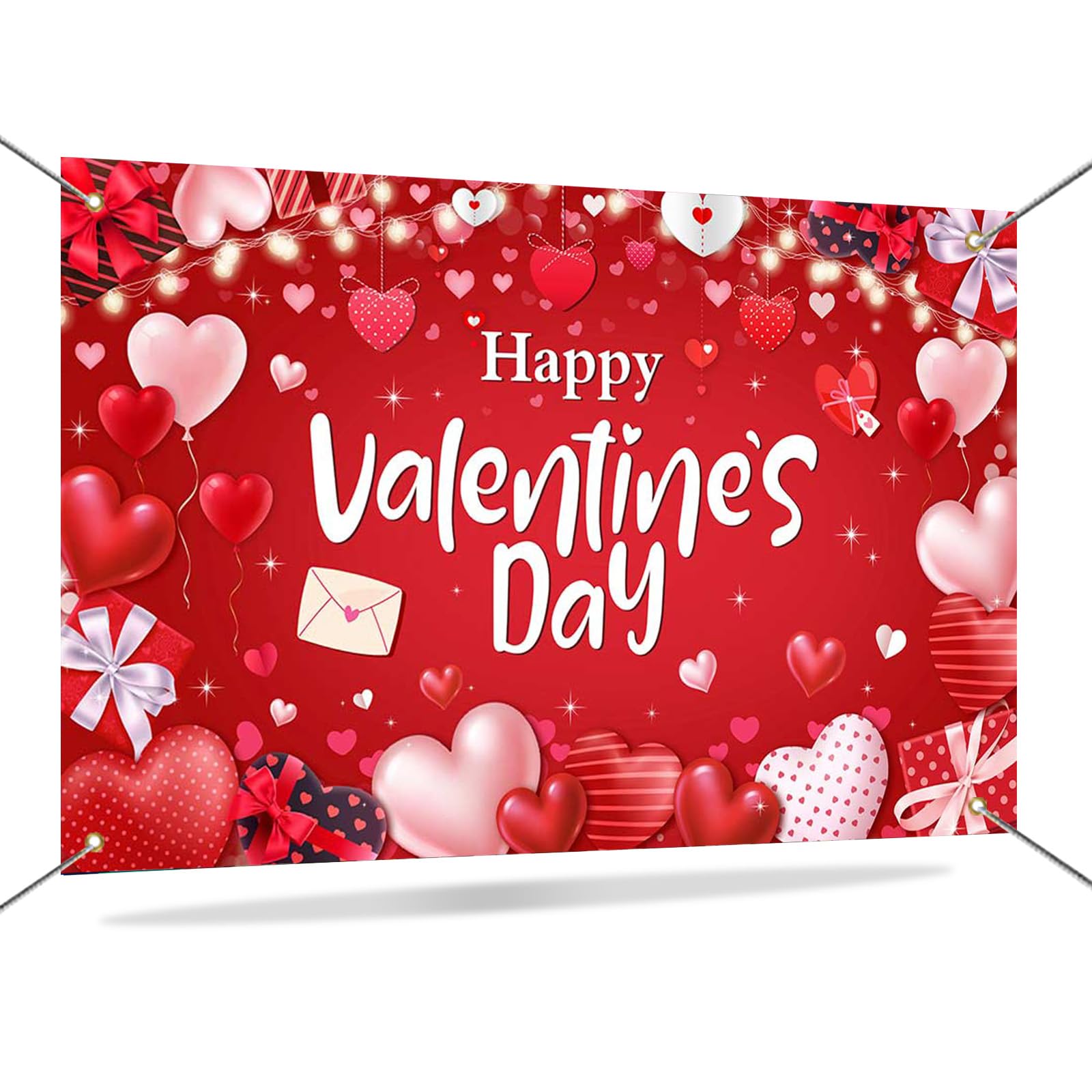 Mocsicka Happy Valentines Day Banner Red Valentines Day Backdrops For Photography Romantic Love Valentines Day Banner Photo Back