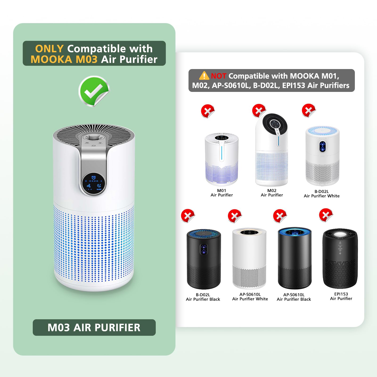 2 Pack M03 Replacement Filter Only Compatible With Mooka M03 Air Purifier, H13 True Hepa Filter, 3 In 1 Pre Filter, Hepa Filter,