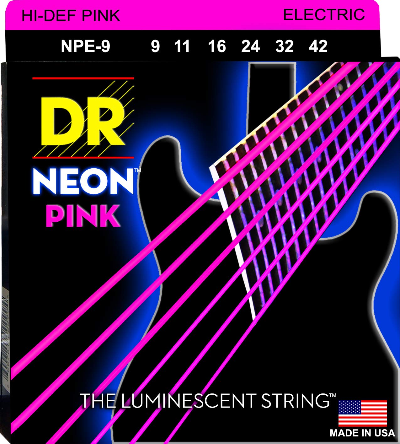 Dr Strings Hi Def Neon Electric Guitar Strings (Npe 9),Pink