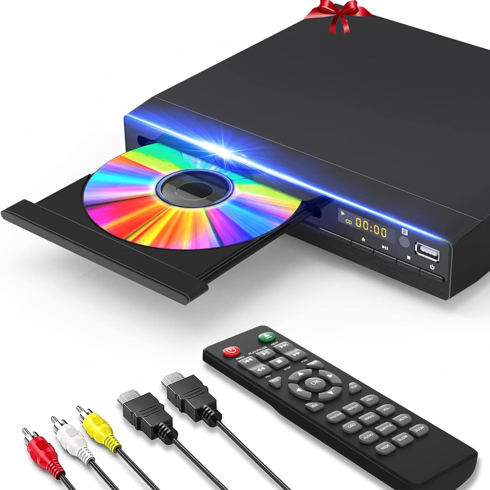 Dvd Player, Hdmi Region Free Dvd Players For Smart Tv, 1080P Upscaling, Usb Input, Hdmi/Rca Output Cable Included, Breakpoint Me