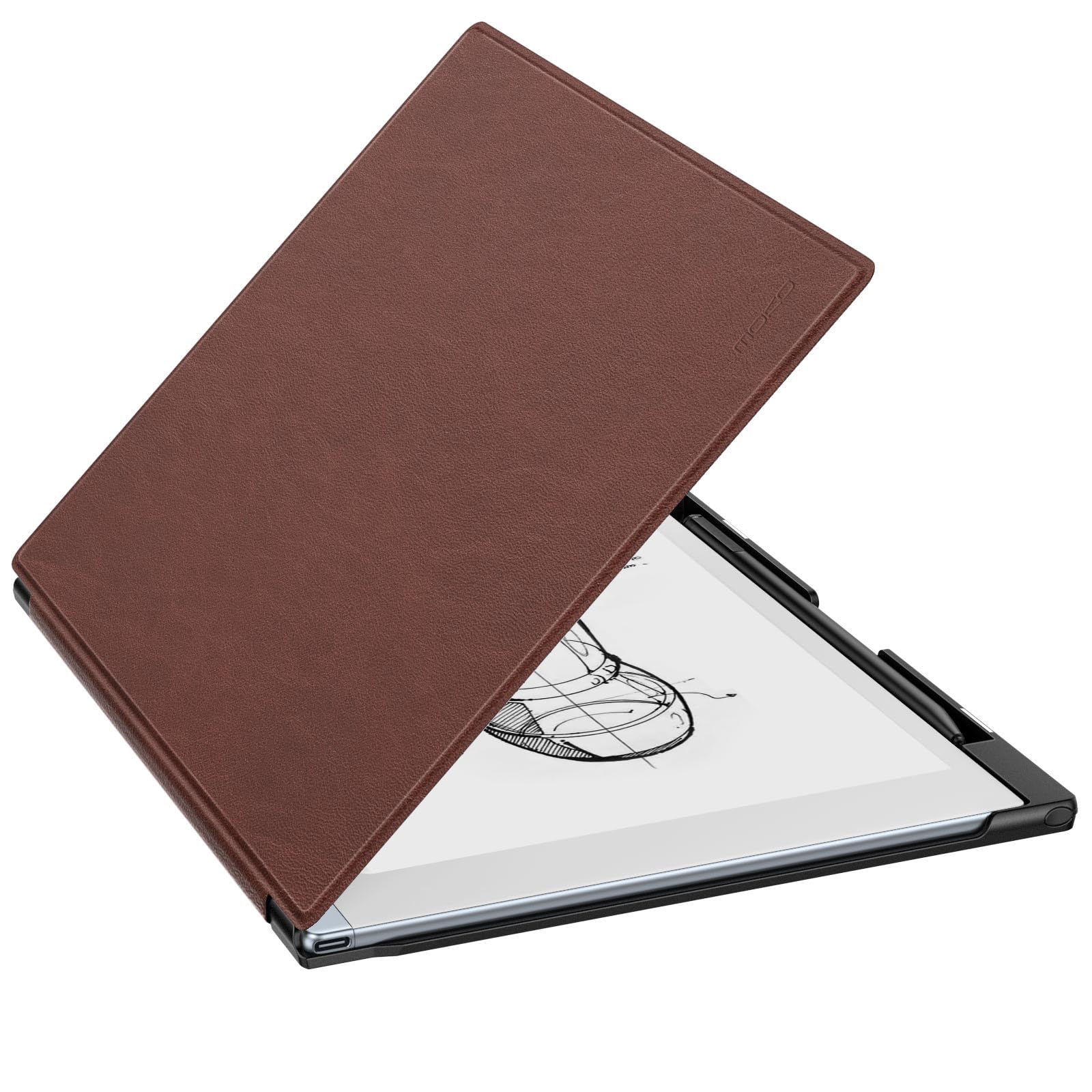 MoKo for Remarkable 2 Case, Lightweight and Hard Back Shell Protective Case with Built in Pen Holder, Smart Tablet Cover Folio for Remarkable 2 Tablet 10.3' 2020 Release, Reddish Brown