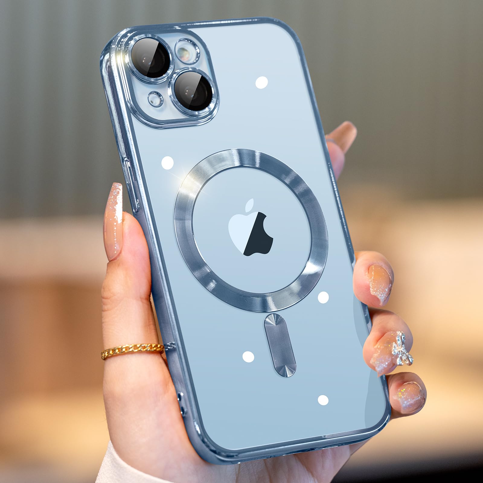 Waldeng For Iphone 14 Case With Integrated Camera Lens Protector, [Compatible With Magsafe] [Original Iphone Exterior], Crystal