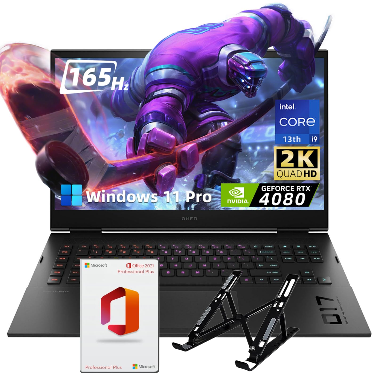 Hp Omen Gaming Laptop Computer - 17.3'' Qhd 165Hz, I9-13900Hx(24 Cores), Geforce Rtx 4080, 32Gb Ddr5, 1Tb Ssd, Wifi 6E, Backlit 