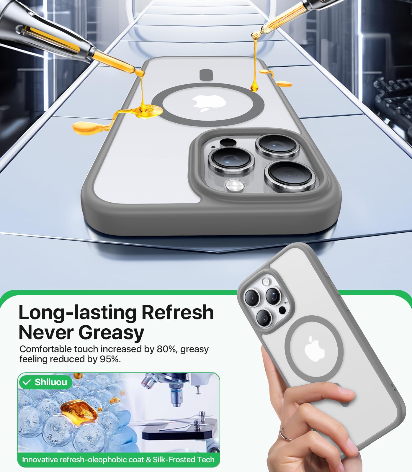 Shiiuou Strong Magnetic For Iphone 16 Pro Case, Skin Friendly[Compatible With Magsafe] [Military Grade Test Protection] Shockpro