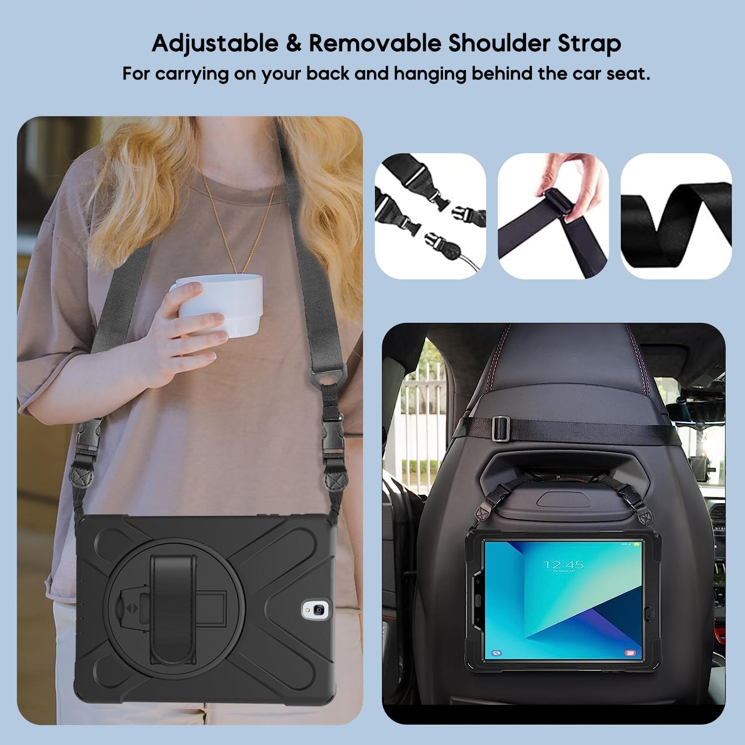 Dreamerx Samsung Galaxy Tab S3 9.7 Case T820/T825/T827, Heavy Duty Full Body Rugged Protective Silicone Case Cover With Rotating