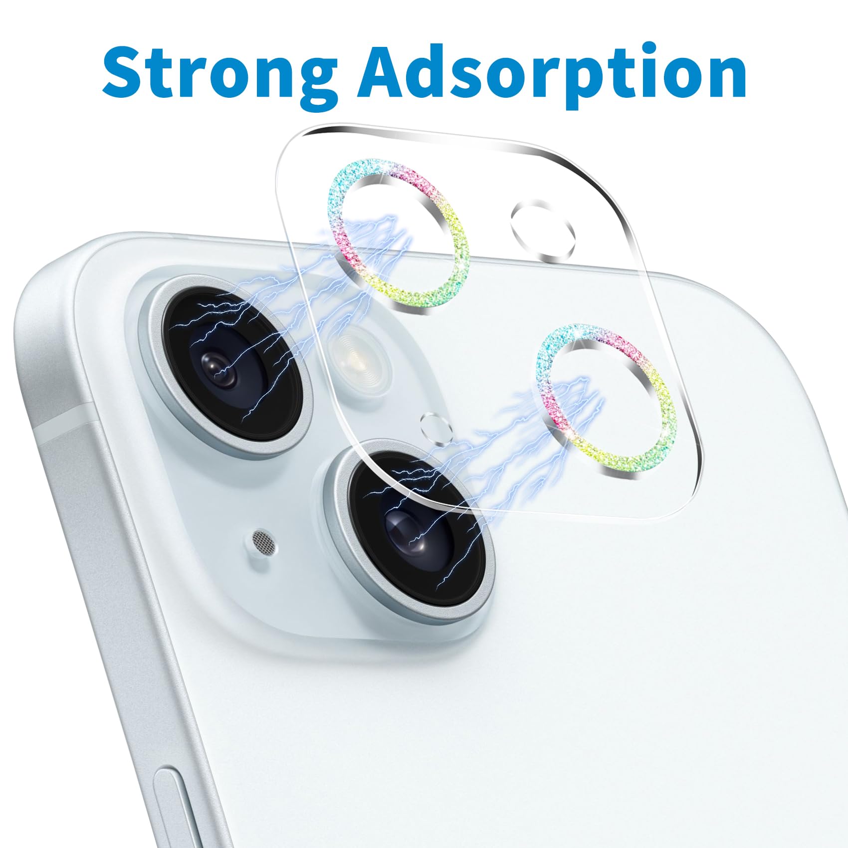 Dengduoduo ?3 Pack? Tempered Glass Camera Lens Protector For Iphone 15 6.1'' & For Iphone 15 Plus 6.7'', Bling Glitter, Ultra Hd