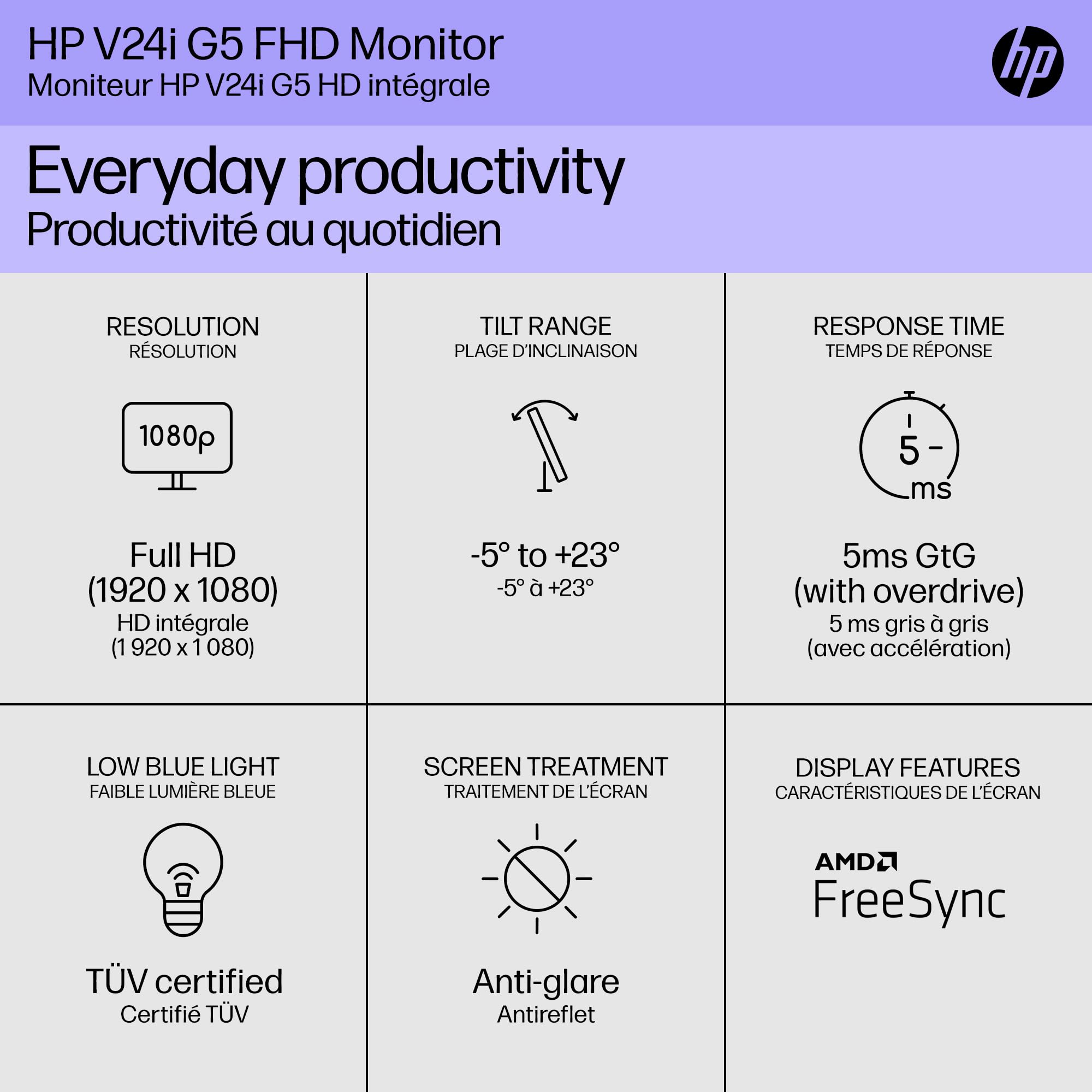 Hp V24I G5 Fhd Monitor Amd Freesync Technology Hdcp Support For Hdmi (V24I G5 Black)