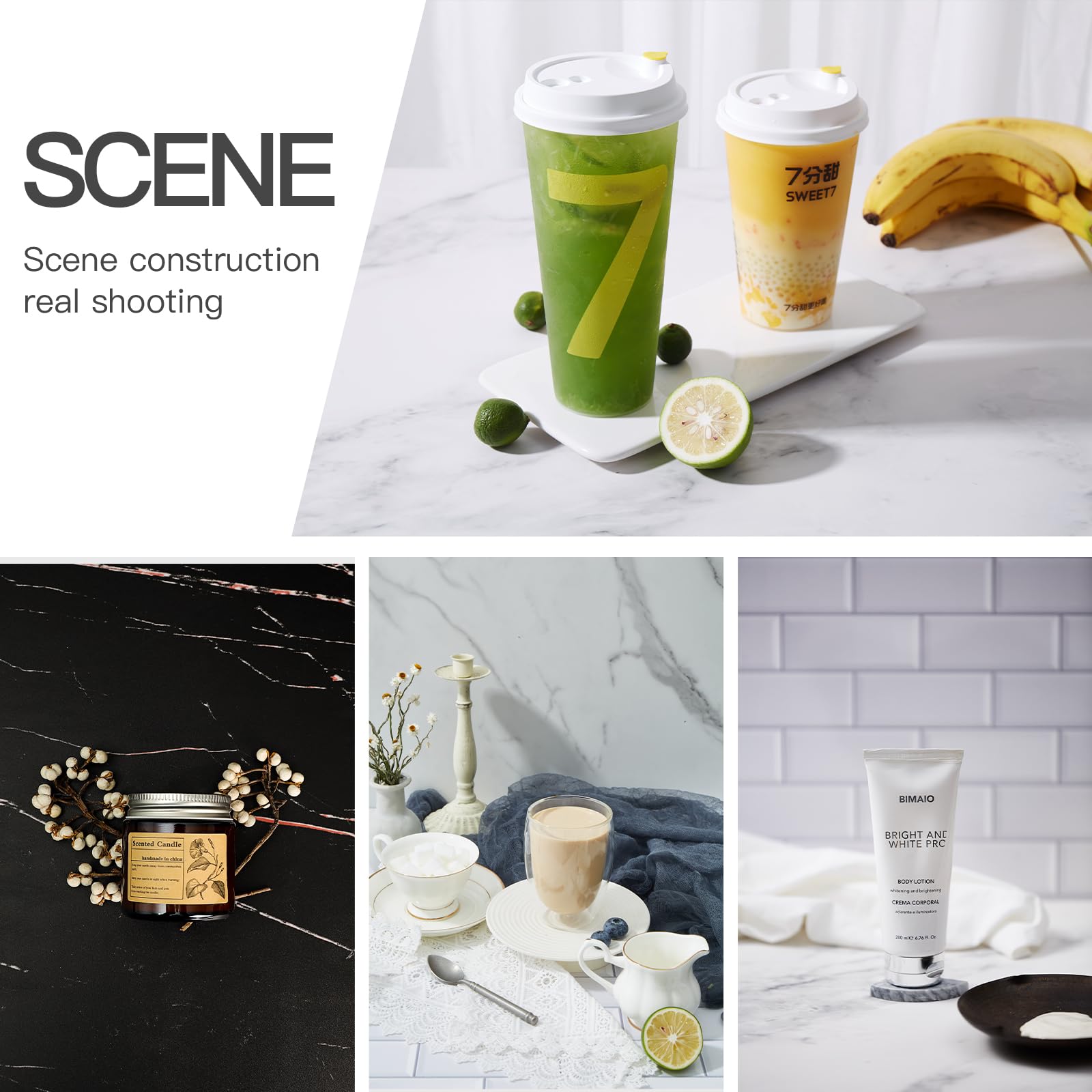 2 Sided 2 Pcs Photo Backdrop Boards, Subway Tile Flat Lay Food Photography Background Board, Durable Waterproof Product Food Pho