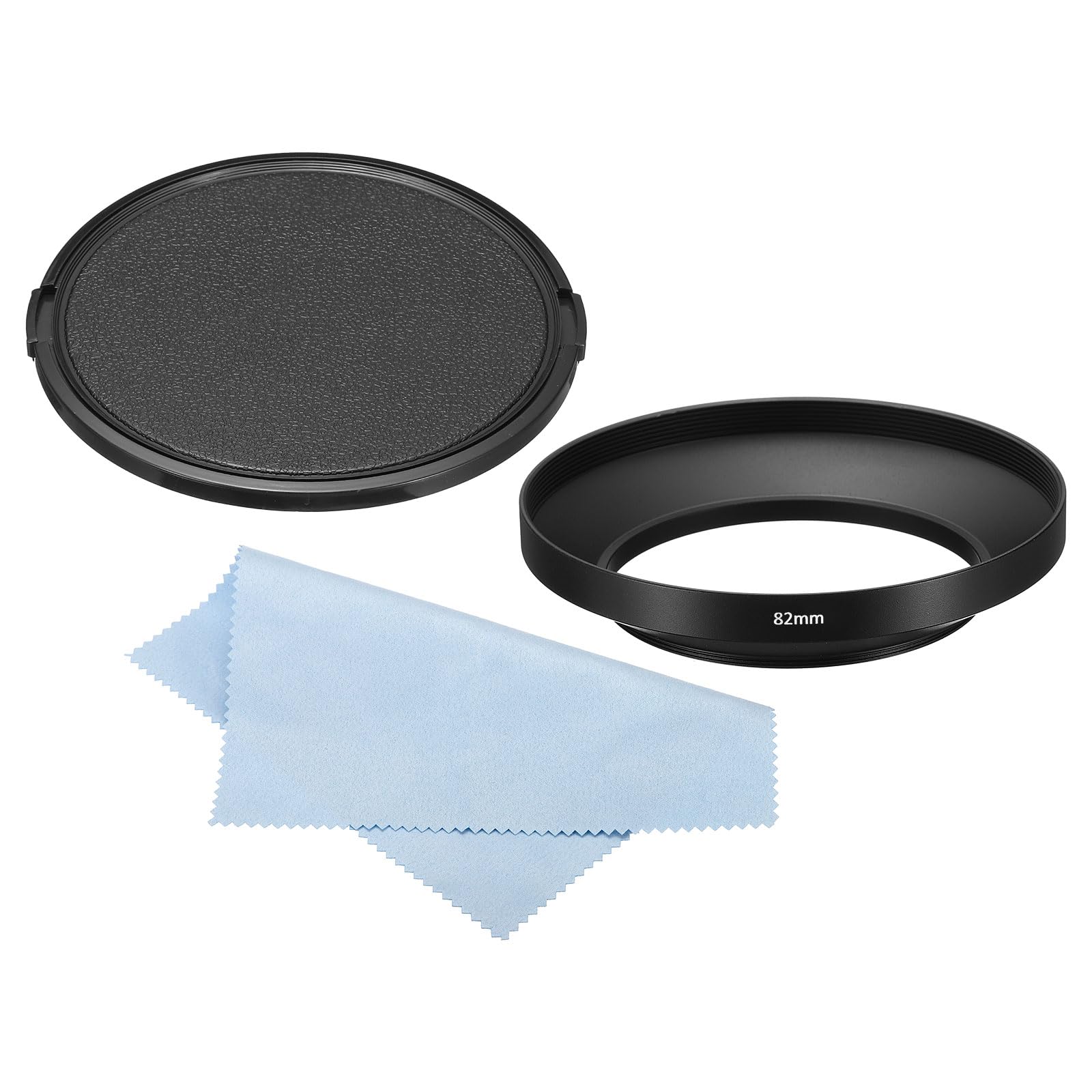 Patikil 82Mm Lens Hood, Wide Angle Matte Surface Anti Reflective Inside Hood With Cap And Cleaning Cloth For Camera Lens, Black
