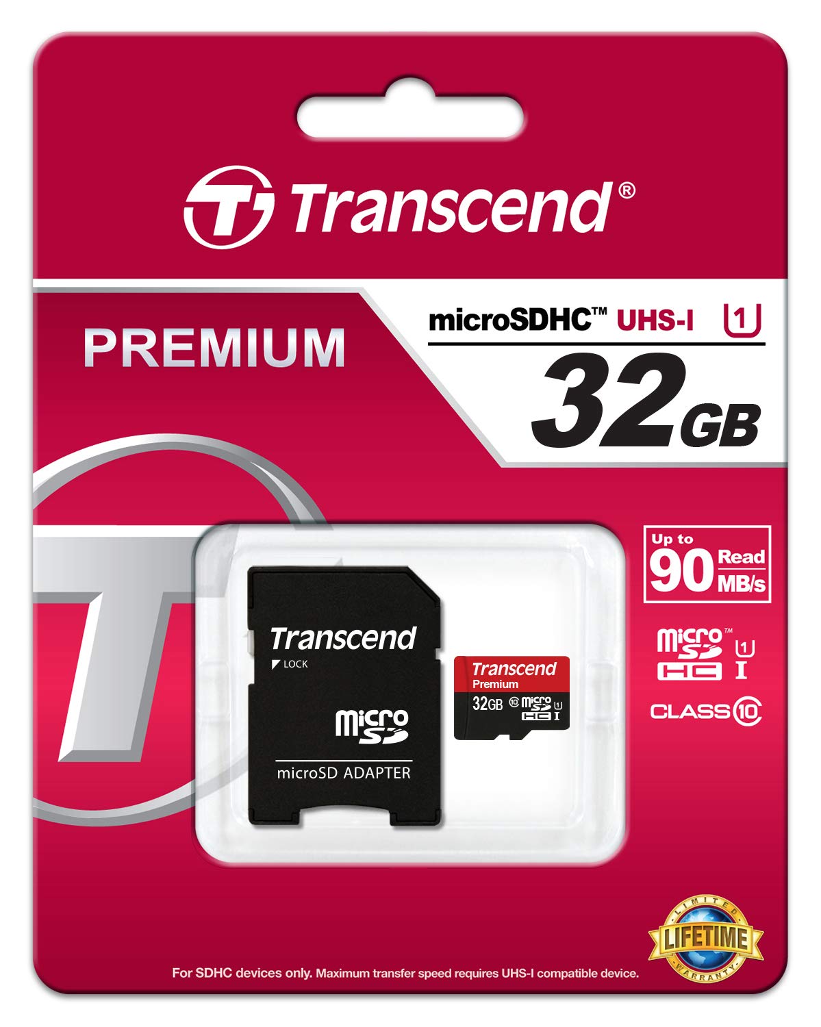 Transcend 32Gb Microsdhc Class10 Uhs 1 Memory Card With Adapter 60 Mb/S (Ts32Gusdu1)
