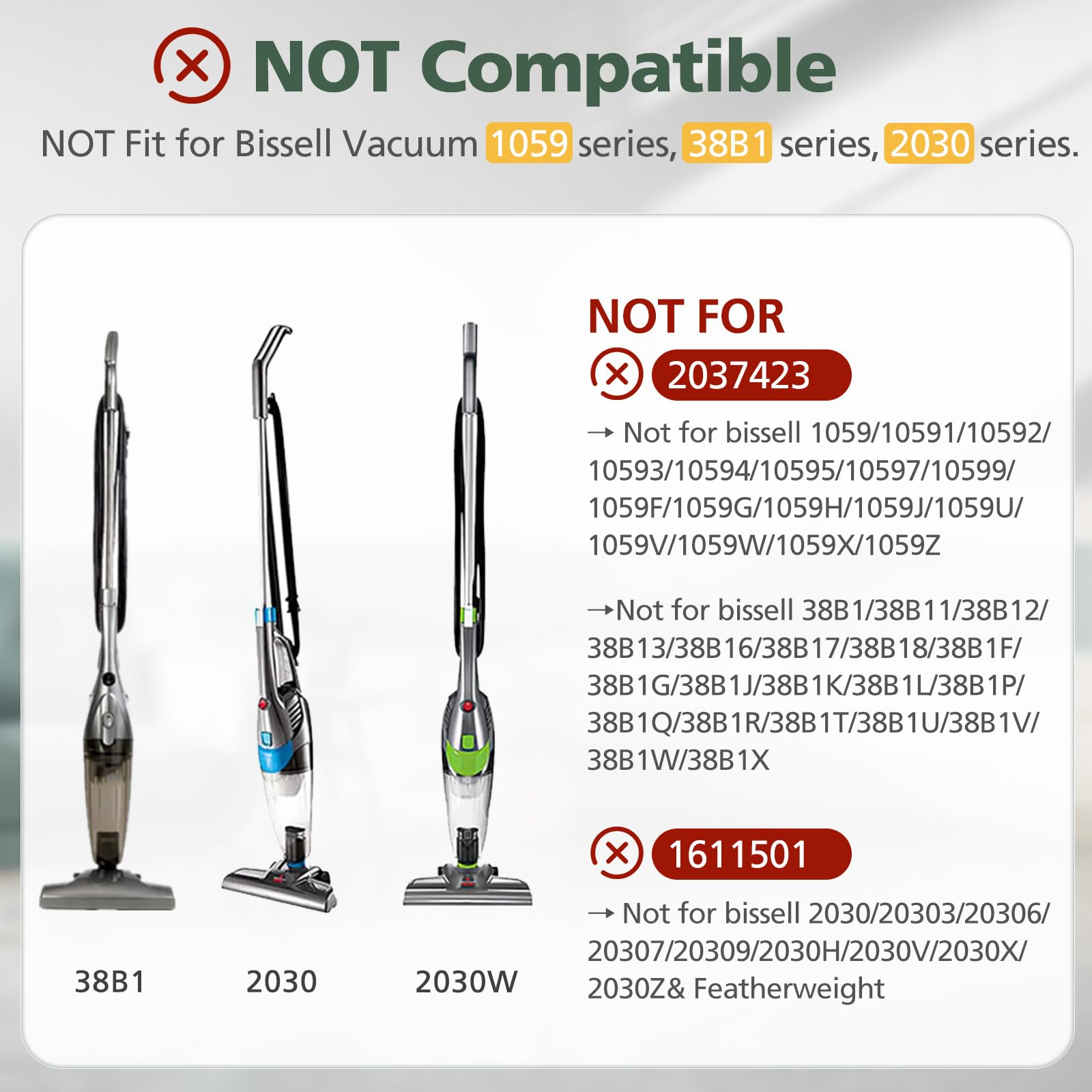 6 Pack 2033 Replacement Filter Compatible With Bissell Featherweight Stick Lightweight Bagless Vacuum Cleaner 20331, 20333, 2033