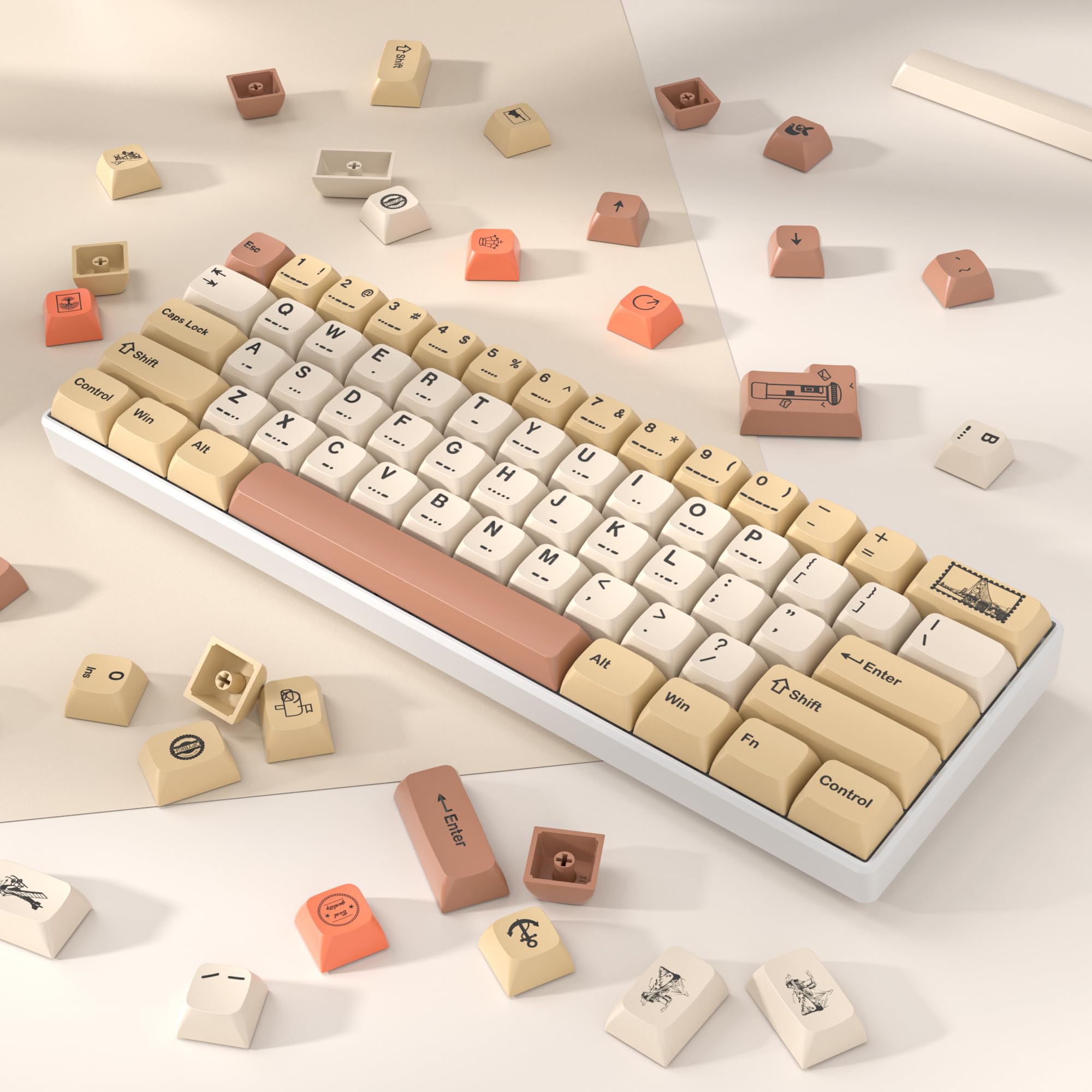 Surmen 139 Xda Profile Pbt Keycaps 75 Percent, Custom Keycaps Dye Sublimation With Iso Keys For 61/68/82/87/108 Mechanical Keybo