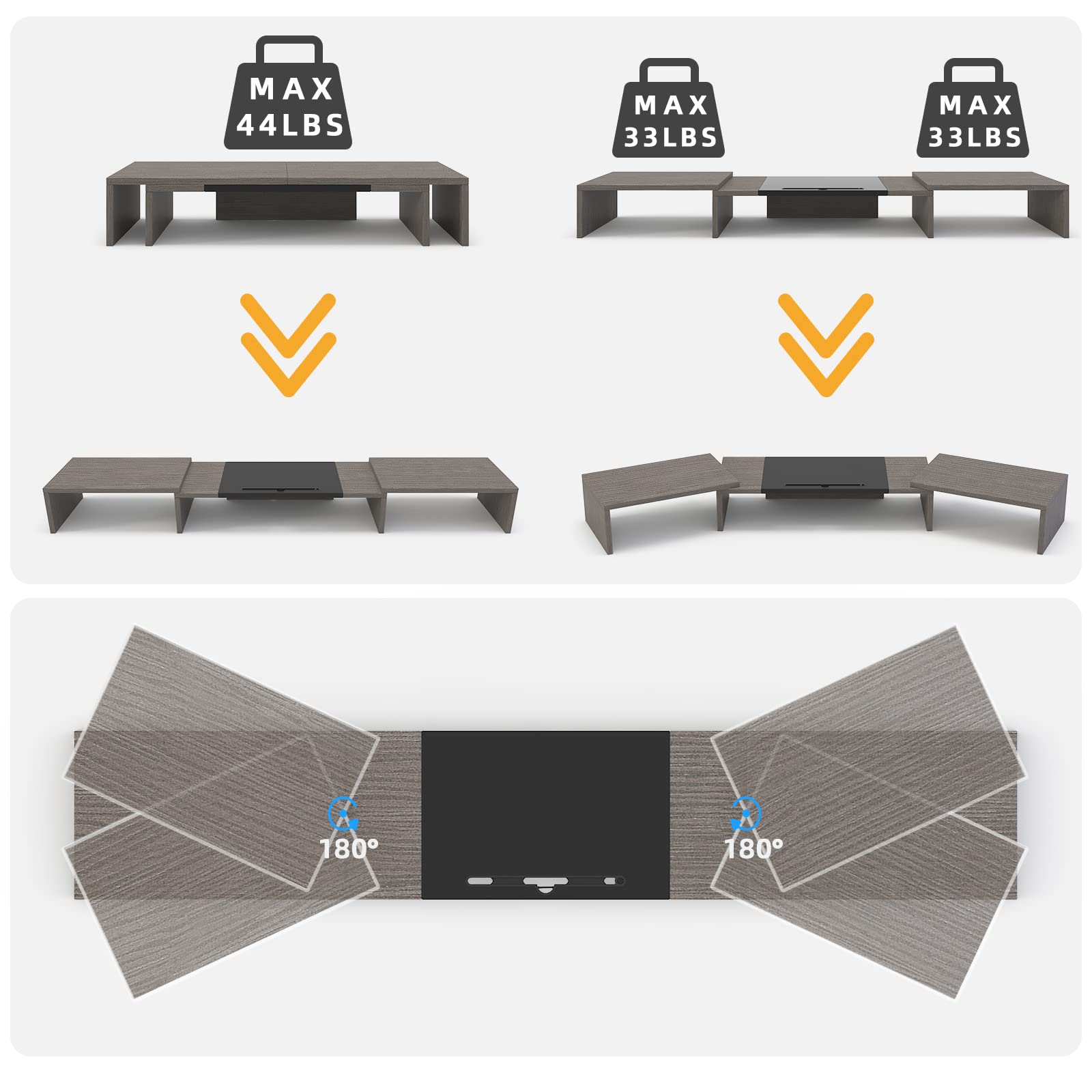 Westree Triple Dual Monitor Stand Riser, 56  Extra Long Monitor Stand For 1~2~3 Monitors, Monitor Stand With Length And Angle Ad