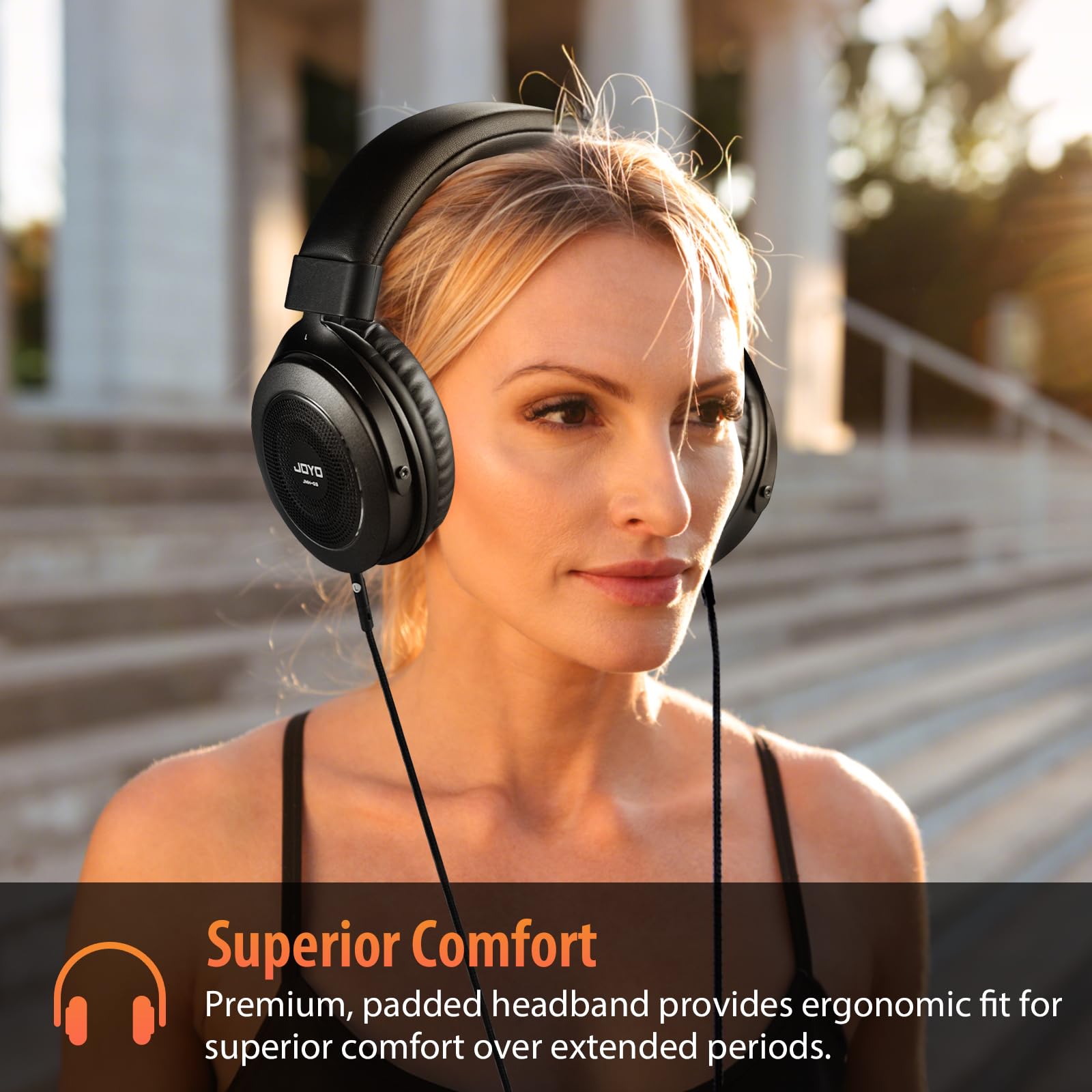 Joyo Studio Monitor Headphones Wired Professional Semi-Open Headphone For Guitar Piano Podcast Recording,Mixing,Live Streaming 3