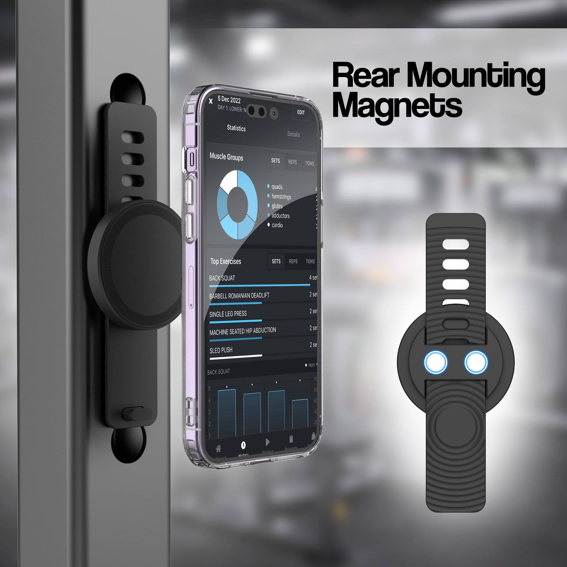 Encased Grip-X Magnetic Bar Mount, Compatible With Magsafe - Phone Holder For Gym, Home Fitness Bikes, Workout Equipment, Stroll