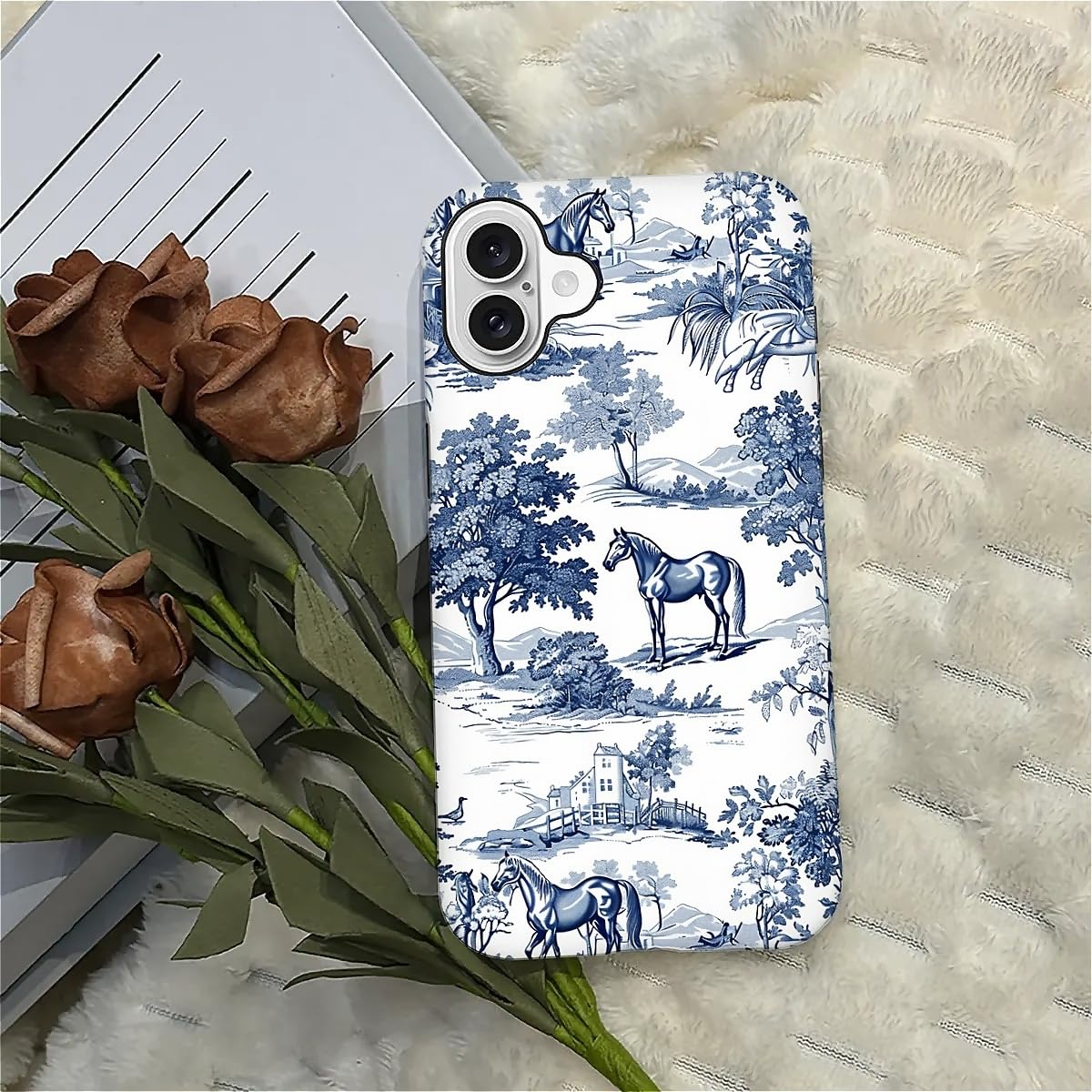 Ilikediy For Iphone 16 Plus Case,Hh2 Wild Desert Horse Manor Hybrid 2 Layer Hard Shell Silicone Protective Pattern Design Case