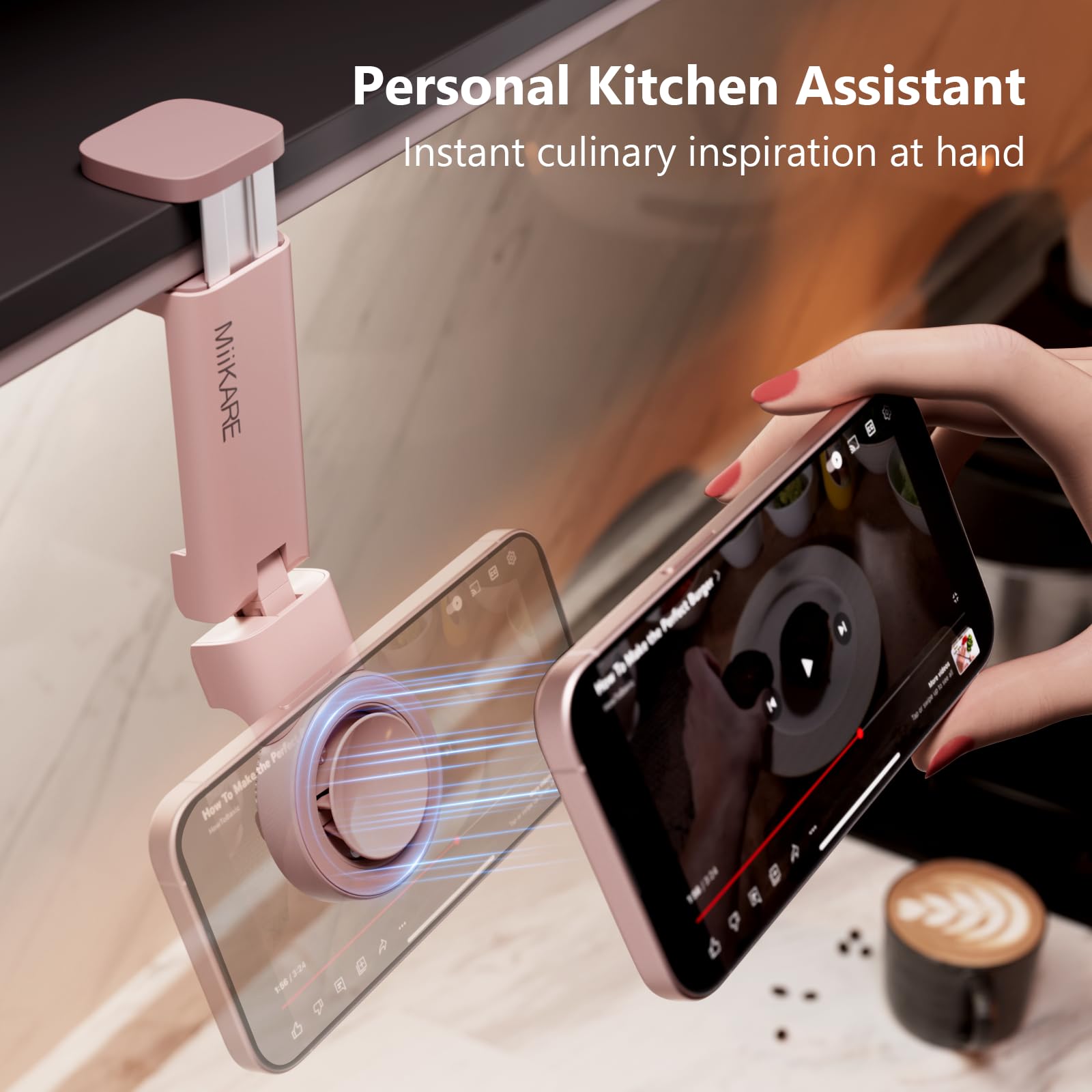 Miikare Airplane Travel Essentials Magnetic Phone Holder, Universal Handsfree Phone Mount For Flying With 360 Degree Rotation, T