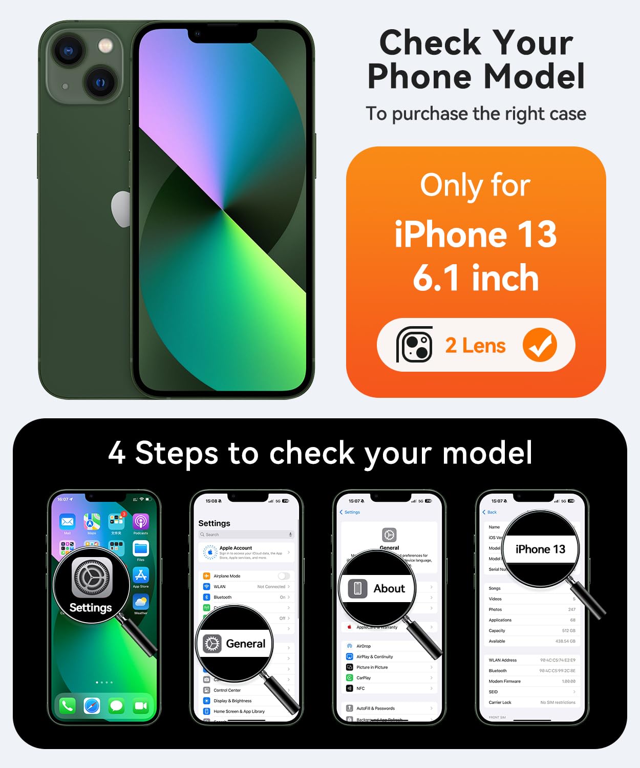 Canshn Magnetic For Iphone 13 Case, Upgraded [Full Camera Protection] [Compatible With Magsafe] [Translucent Matte] Shockproof P