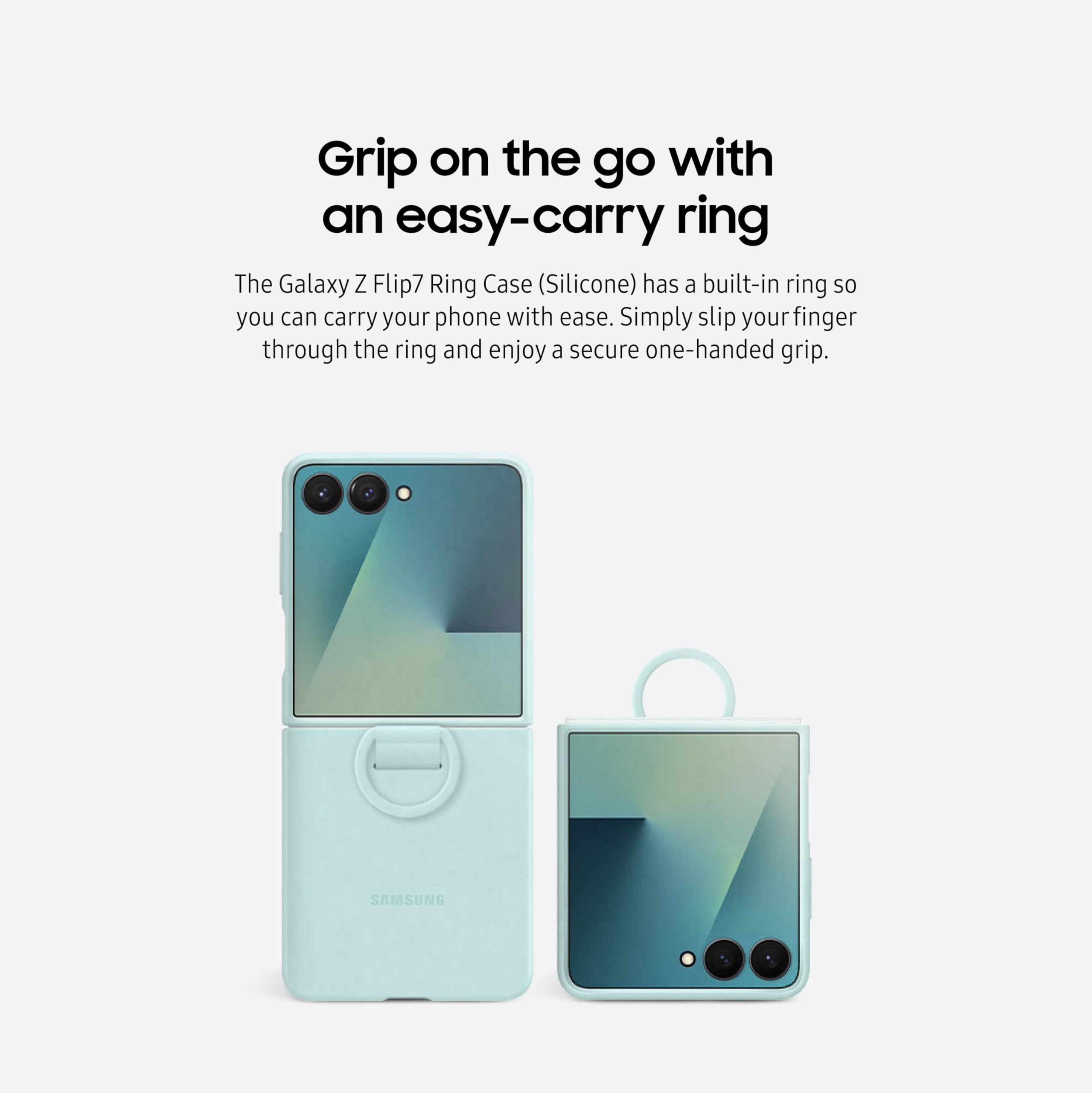 Samsung Galaxy Z Flip7 Official Ring Phone Case Silicone, Easy To Carry, Soft, Sleek, Us Version, Mint