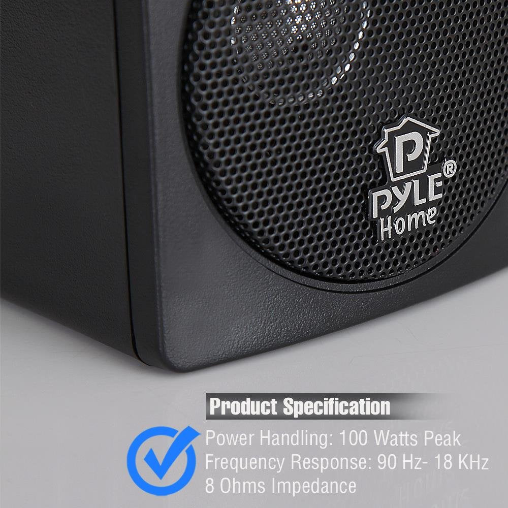 Pyle Home Pcb3Bk 3 Inch 100 Watt Mini Cube Bookshelf Speakers   Pair (Black) (Pair)