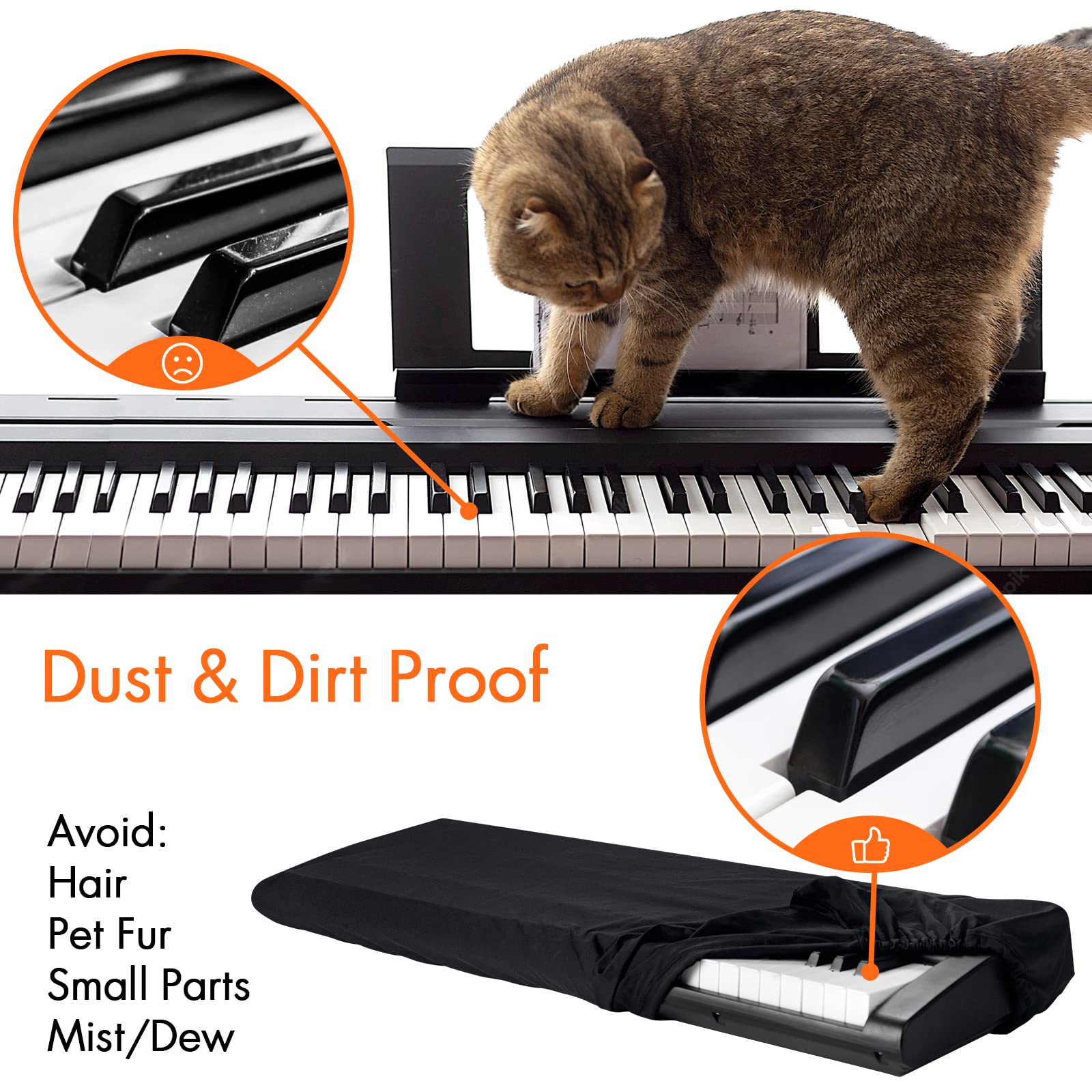 Piano Keyboard Dust Cover, 61 Keys Piano Music Keyboard Cover, Stretchy Electronic Keyboard Piano Dirtproof Cover, Piano Keyboar