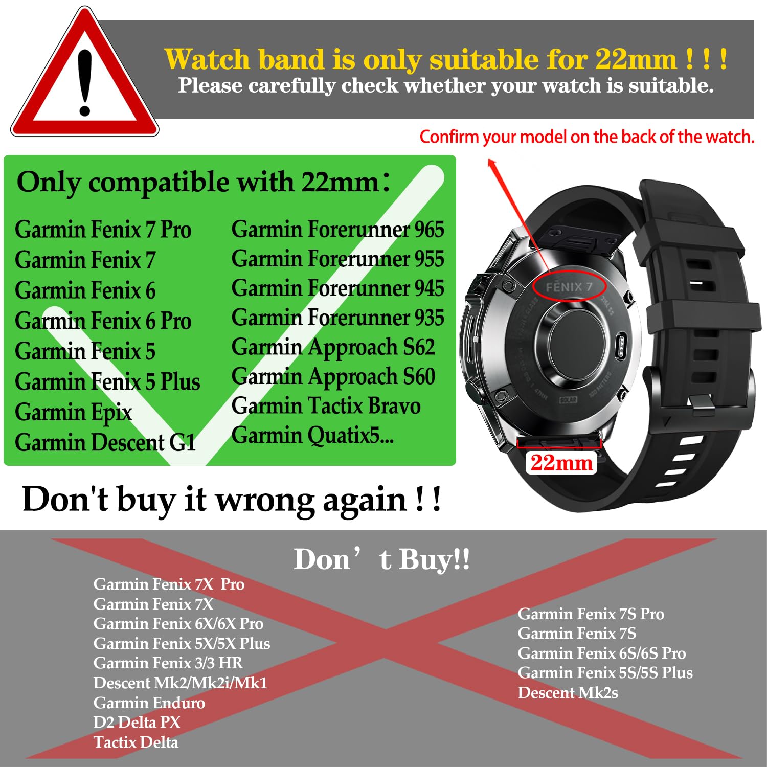 Compatible With Garmin Fenix 6 Pro Watch Bands, 22Mm Width Quick Release Silicone Straps Forerunner 935/Forerunner 945/Fenix 7/F