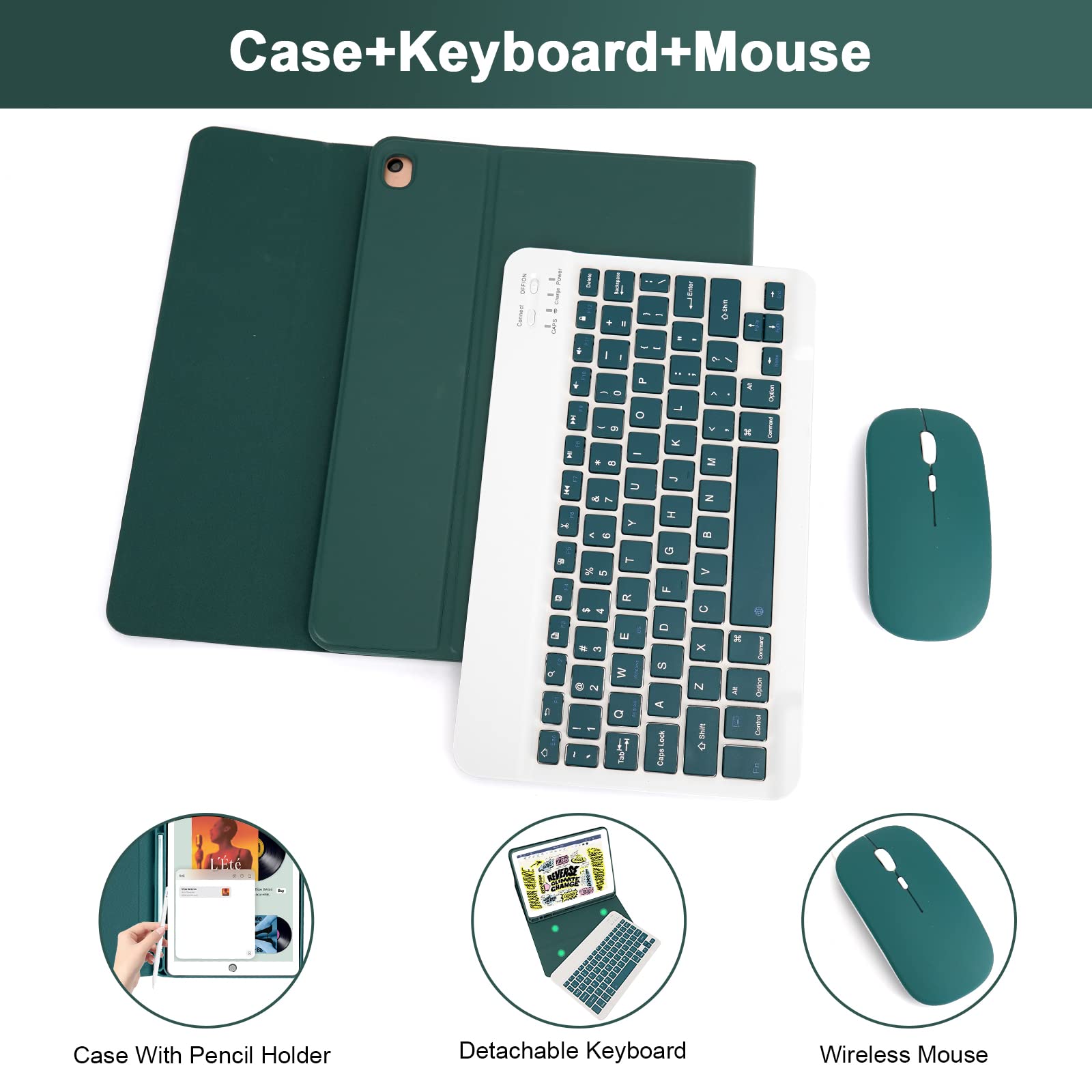 Soppy Keyboard Case With Mouse For Ipad, Bluetooth Keyboard For Ipad 9Th Gen./8Th Gen./7Th Gen 10.2 Inch, Ipad Air 3, Ipad Pro 1
