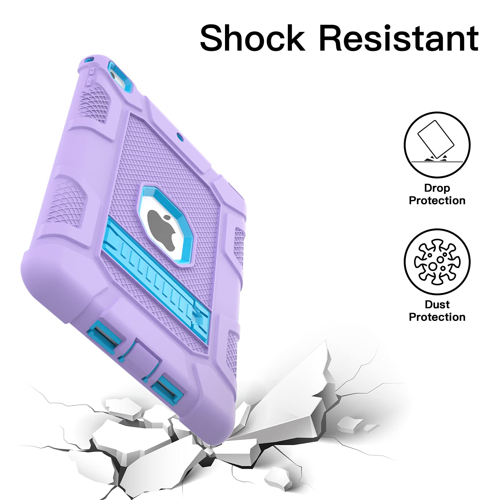 Rantice Ipad 6Th/5Th Generation, Air 2 Case, Shockproof Rugged Cover With Kickstand For 9.7'' A1893/A1954/A1822/A1823 Tablets