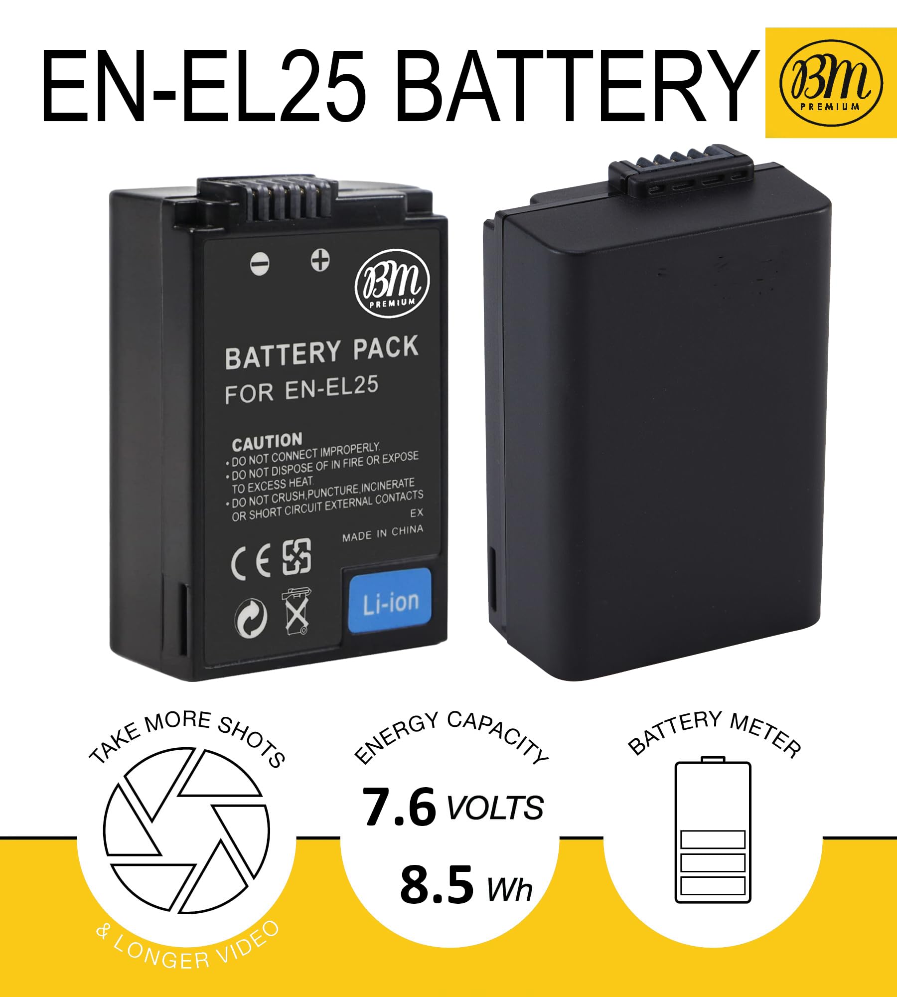 Bm Premium 2 Pack Of High Capacity En El25 Batteries And Battery Charger For Nikon Z30, Z50, Z 50, Z Fc Digital Cameras