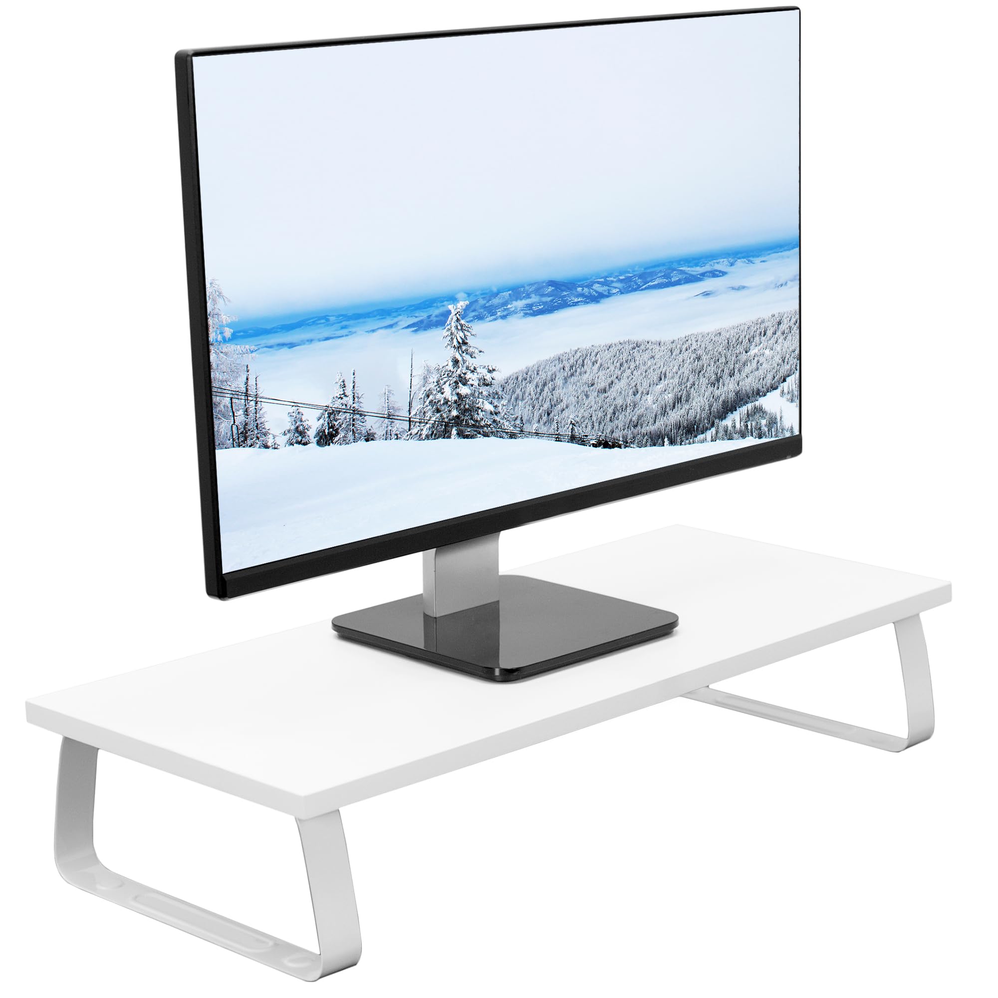 VIVO 24 inch Monitor Stand, Wood & Steel Desktop Riser, Screen, Keyboard, Laptop, Small TV Ergonomic Desk and Tabletop Organizer