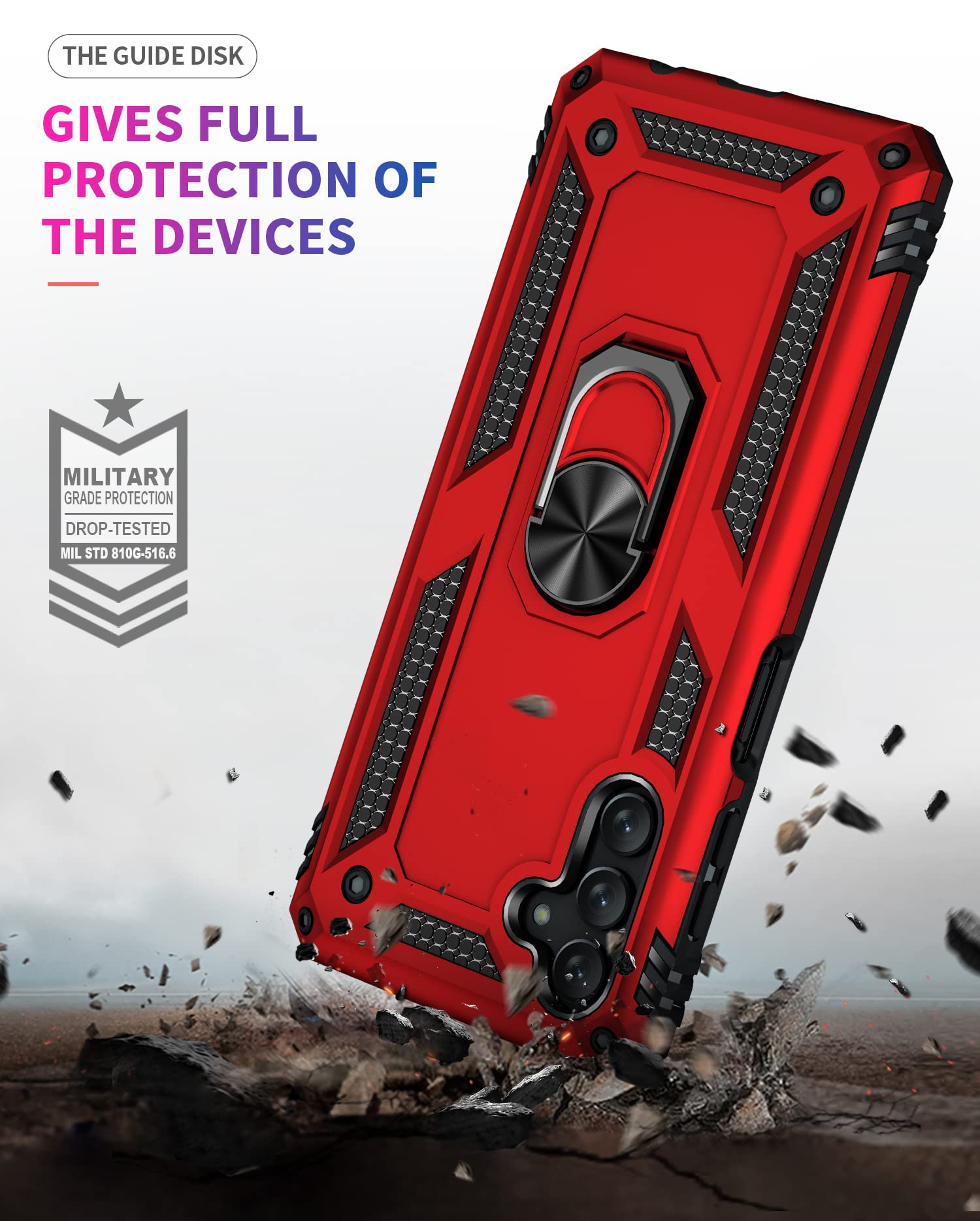 Yzok For Galaxy A13 5G Case,With Hd Screen Protector,[Military Grade] Ring Car Mount Kickstand Hybrid Hard Pc Soft Tpu Shockproo