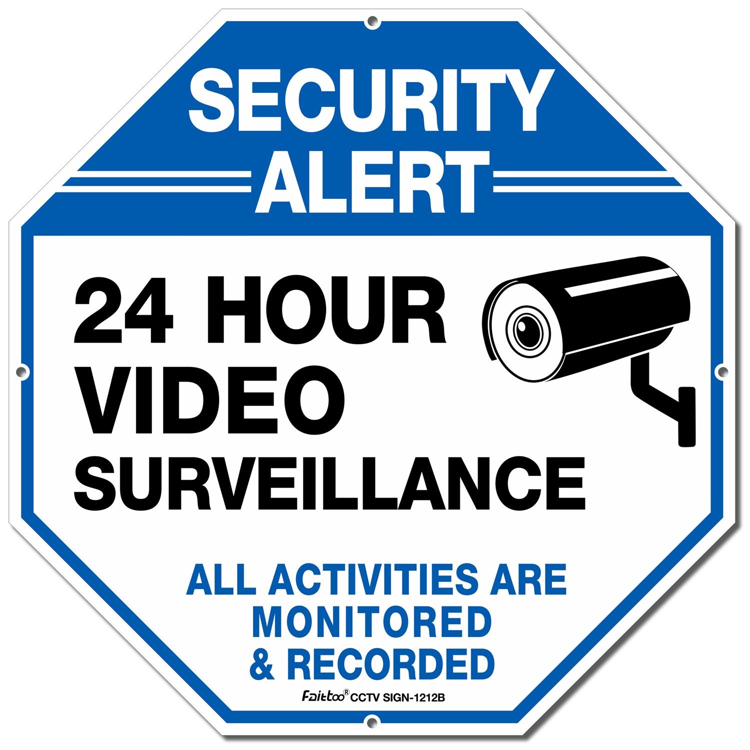 Video Surveillance Sign,Security Camera Sign, 12X12 Security Alert 24 Hour Video Surveillance Metal Sign,All Activities Are Moni