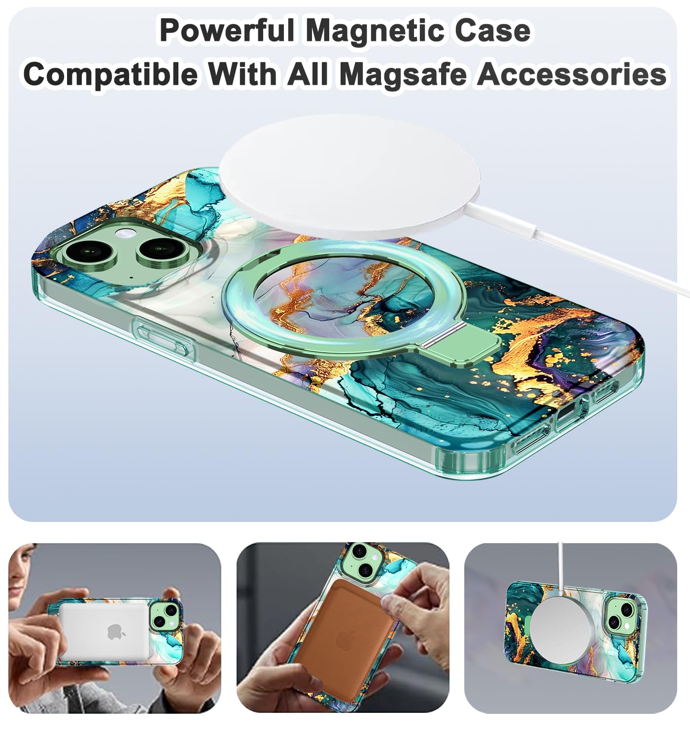 Lamcase For Iphone 13 Case,Iphone 14 Case With Magnetic Invisible Ring Stand [Compatible With Magsafe], Full Body Rugged Slim Wo