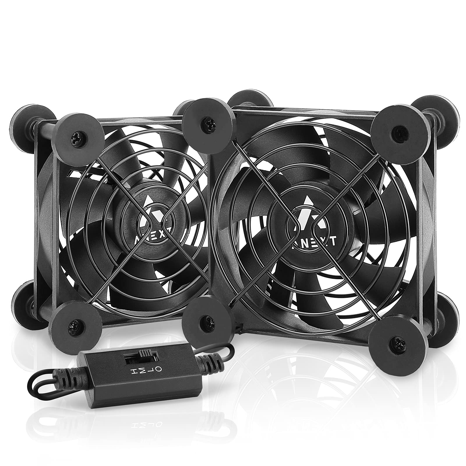 Anext, Usb Fan, Usb Computer Fan, Silent Fan For Receiver Dvr Playstation Xbox Computer (80Mm,Black Dual Packs)