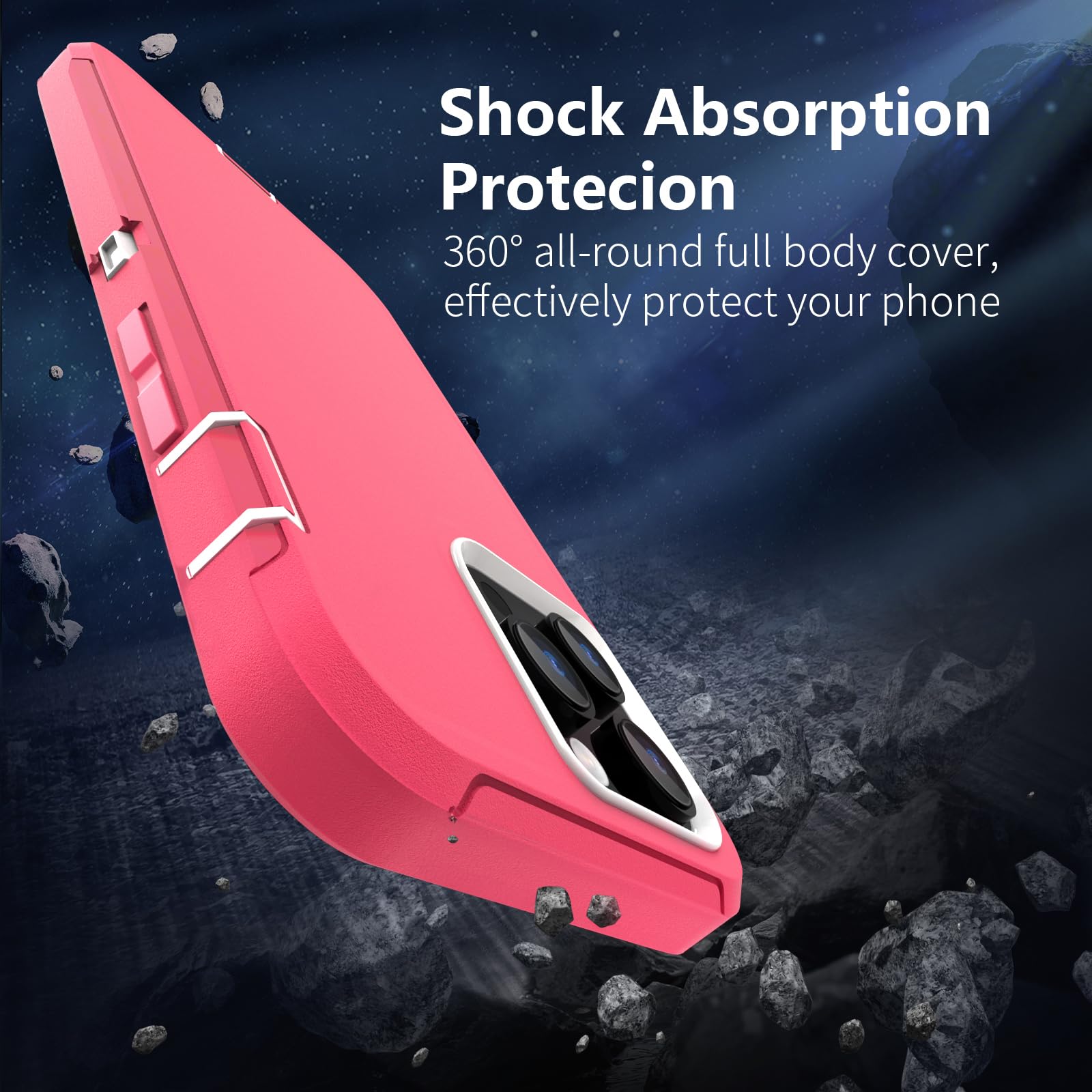 Sansunto Full Body Protection Shockproof Silicone Rubber Phone Case for iPhone 13 Pro Max 12 Pro Max Rose