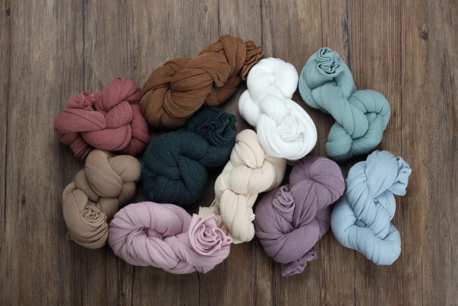 Newborn Baby Photography Props Boys Girls Sleepy Knot Hat & Stretch Fabric Wrap Blanket Photo Prop Outfit Set (Cream)